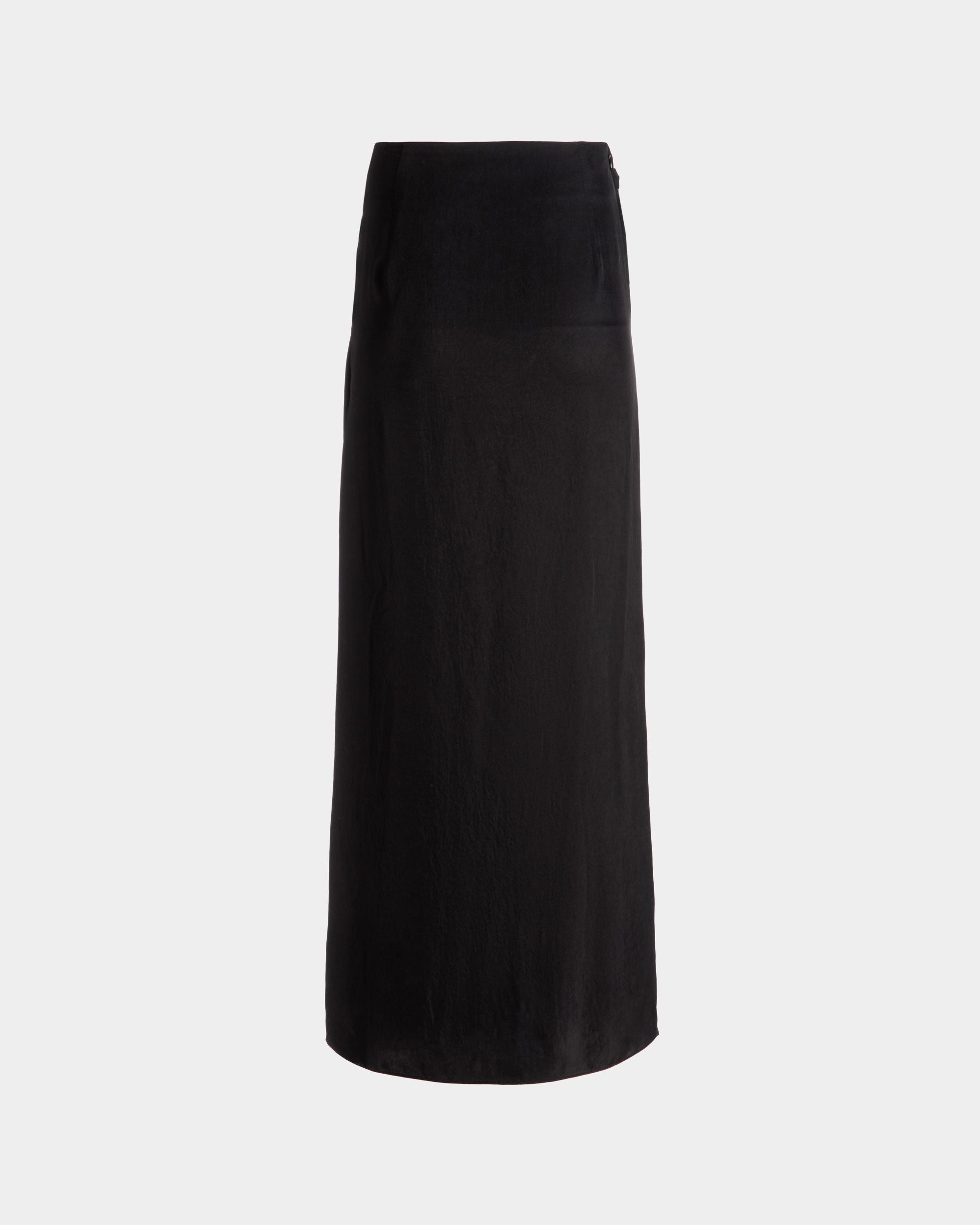 Bally Global - Draped Long Skirt In Black Fluid Twill - Black