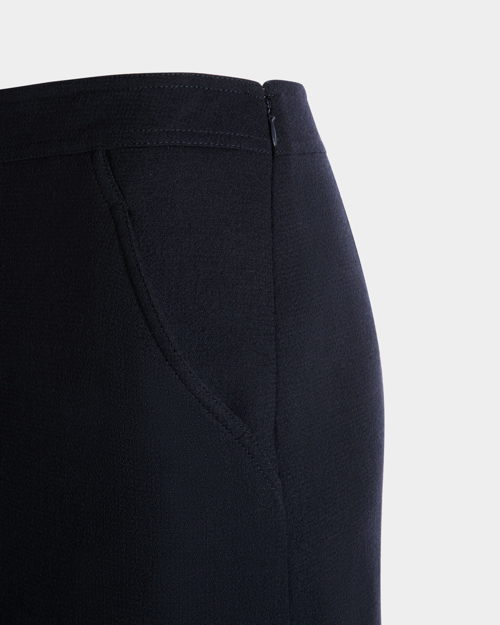 Bally Global - Midi Skirt In Navy Blue Wool - Blue