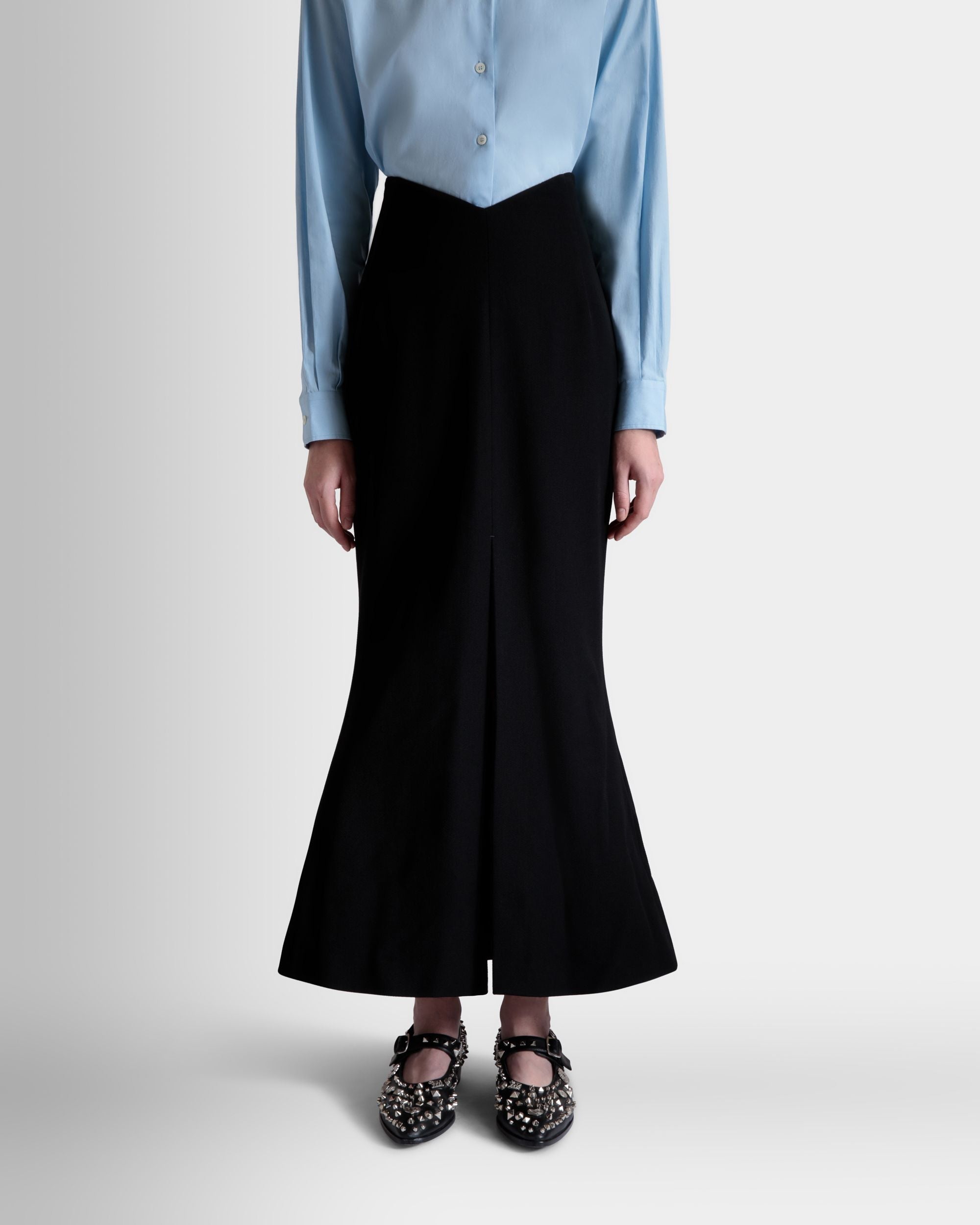 Bally Global - Long Skirt In Black Wool Blend - Black