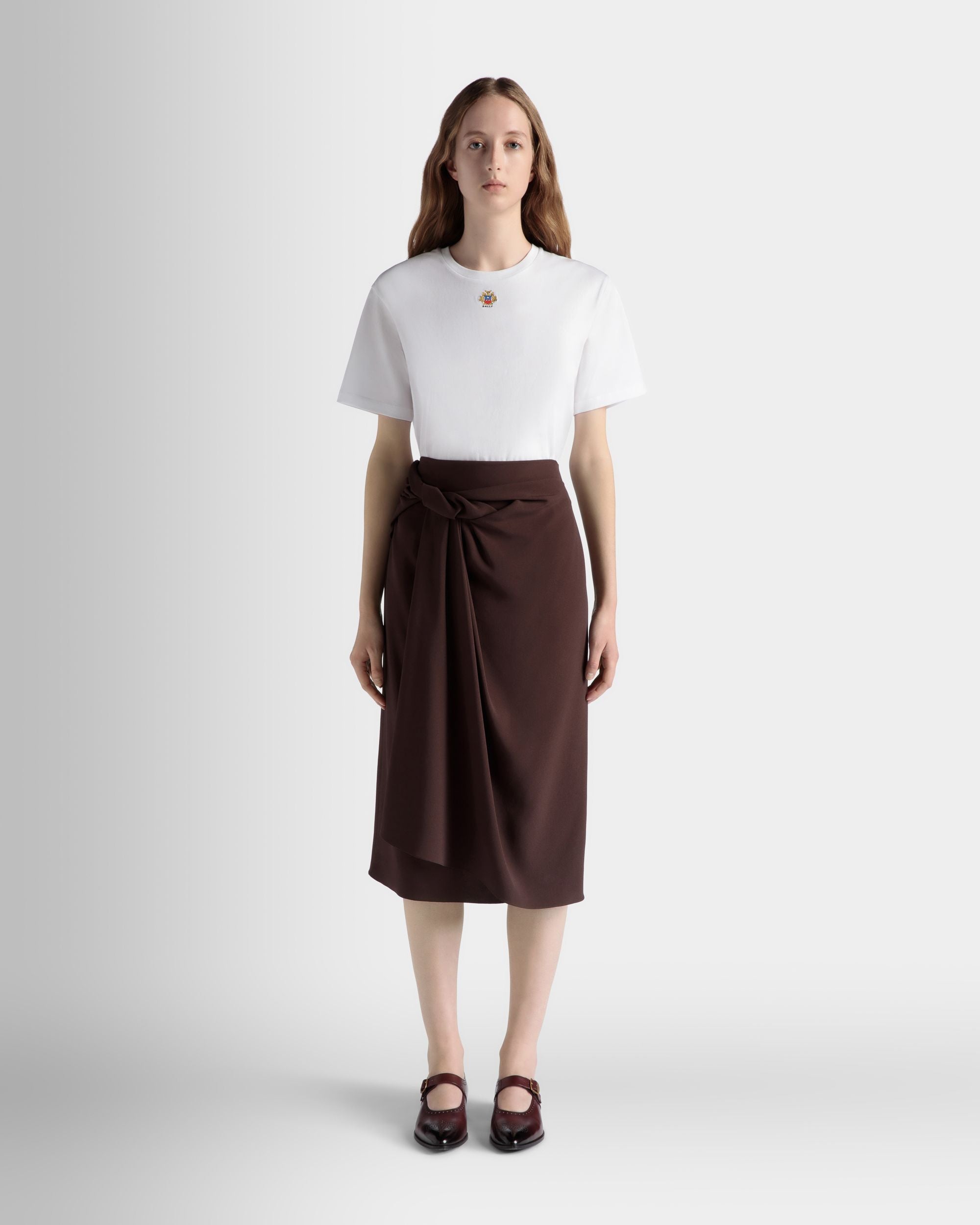 Bally Global - Midi Skirt In Ebano Viscose Blend - Brown