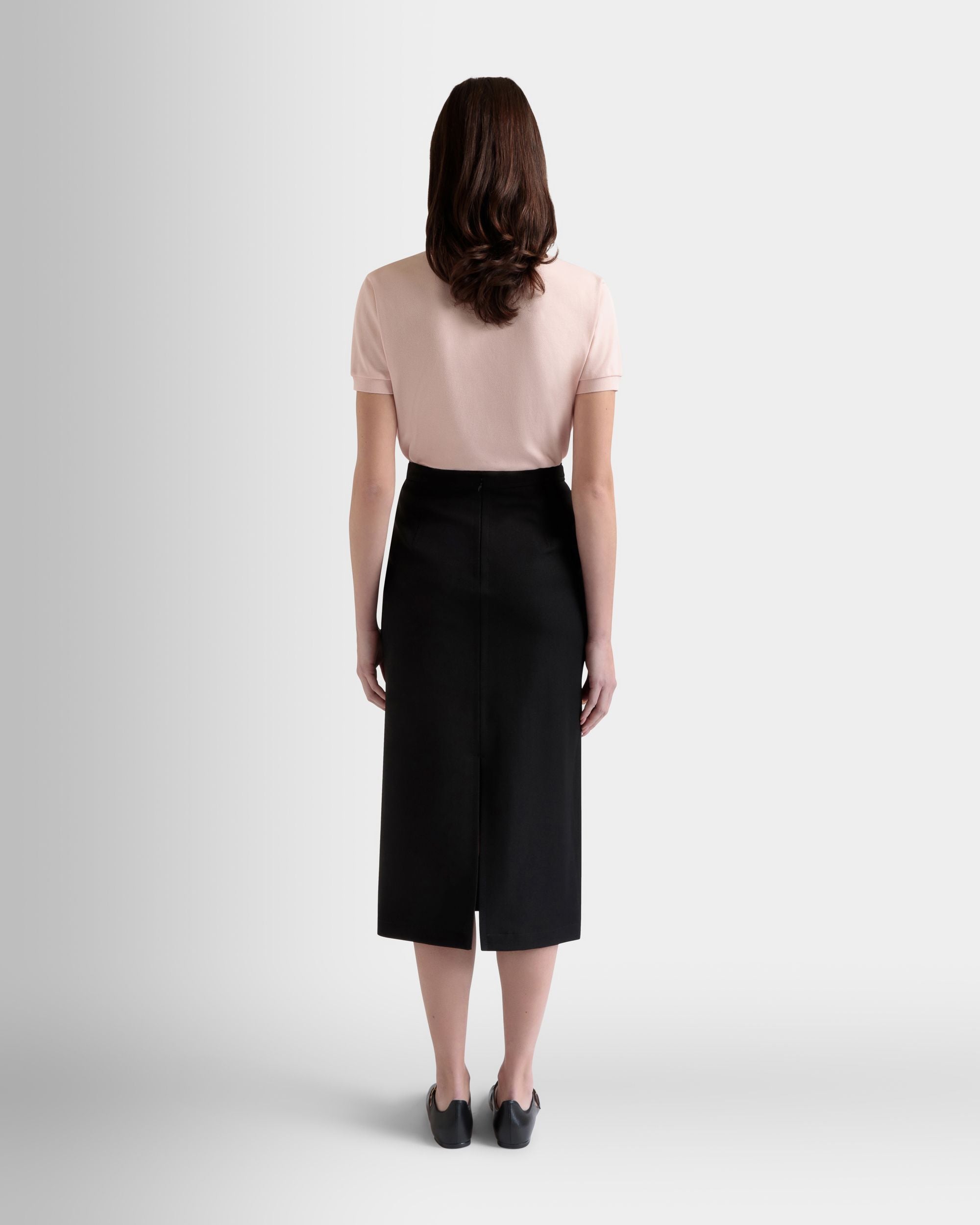 Bally Global - Falda Midi De Gabardina De Nailon Negra - Negro