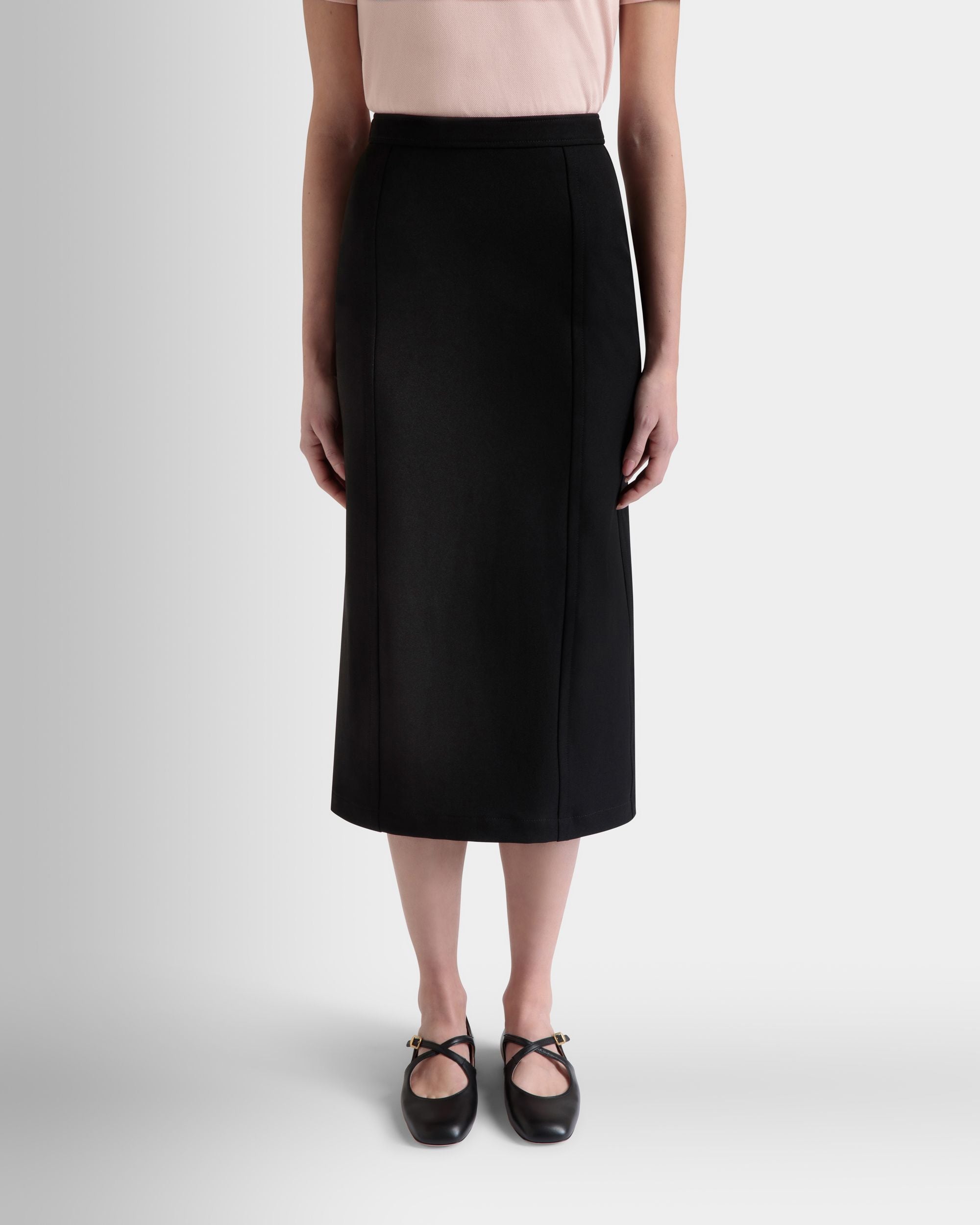 Bally Global - Falda Midi De Gabardina De Nailon Negra - Negro