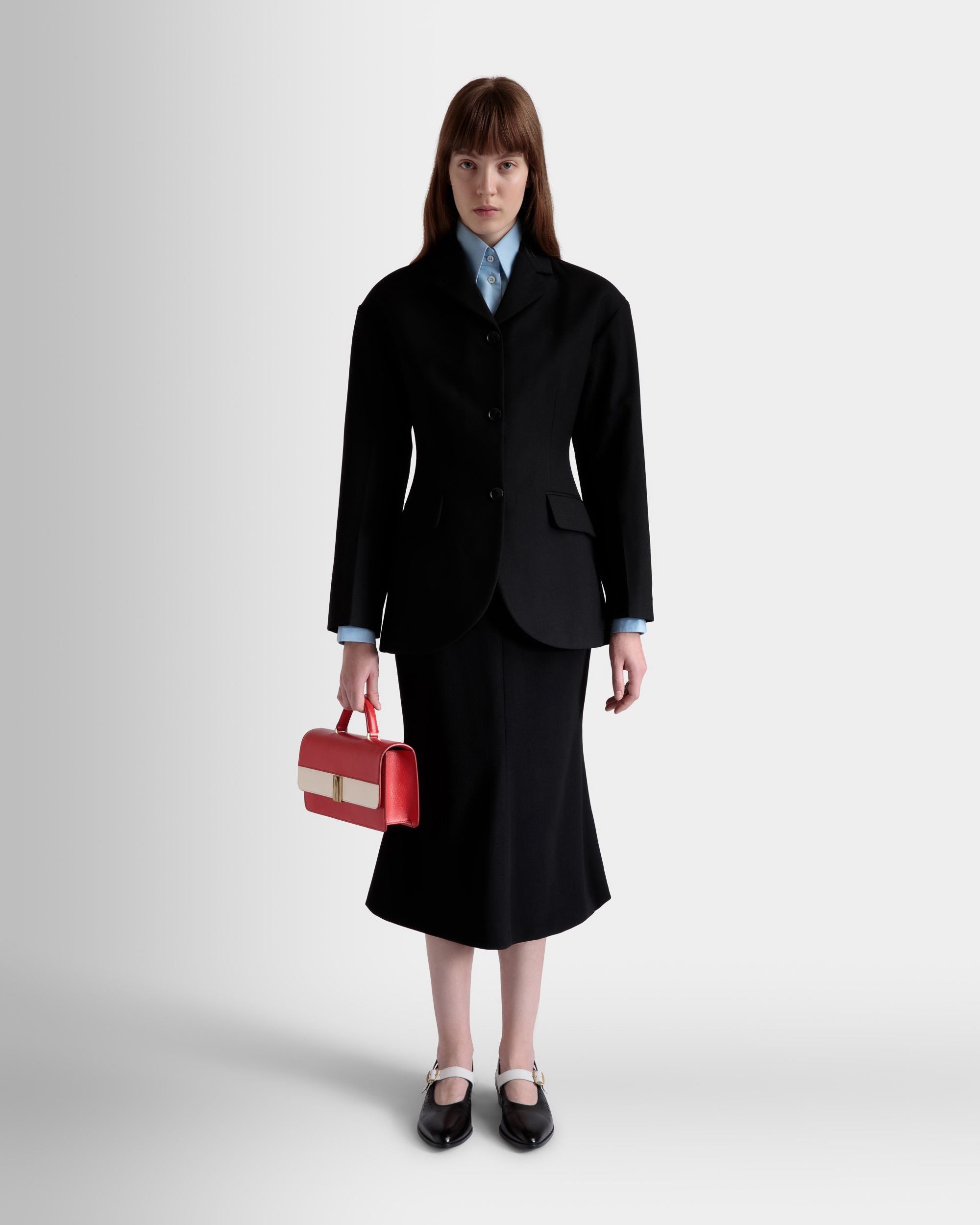 Bally Global - Midi Skirt In Black Wool Blend - Black