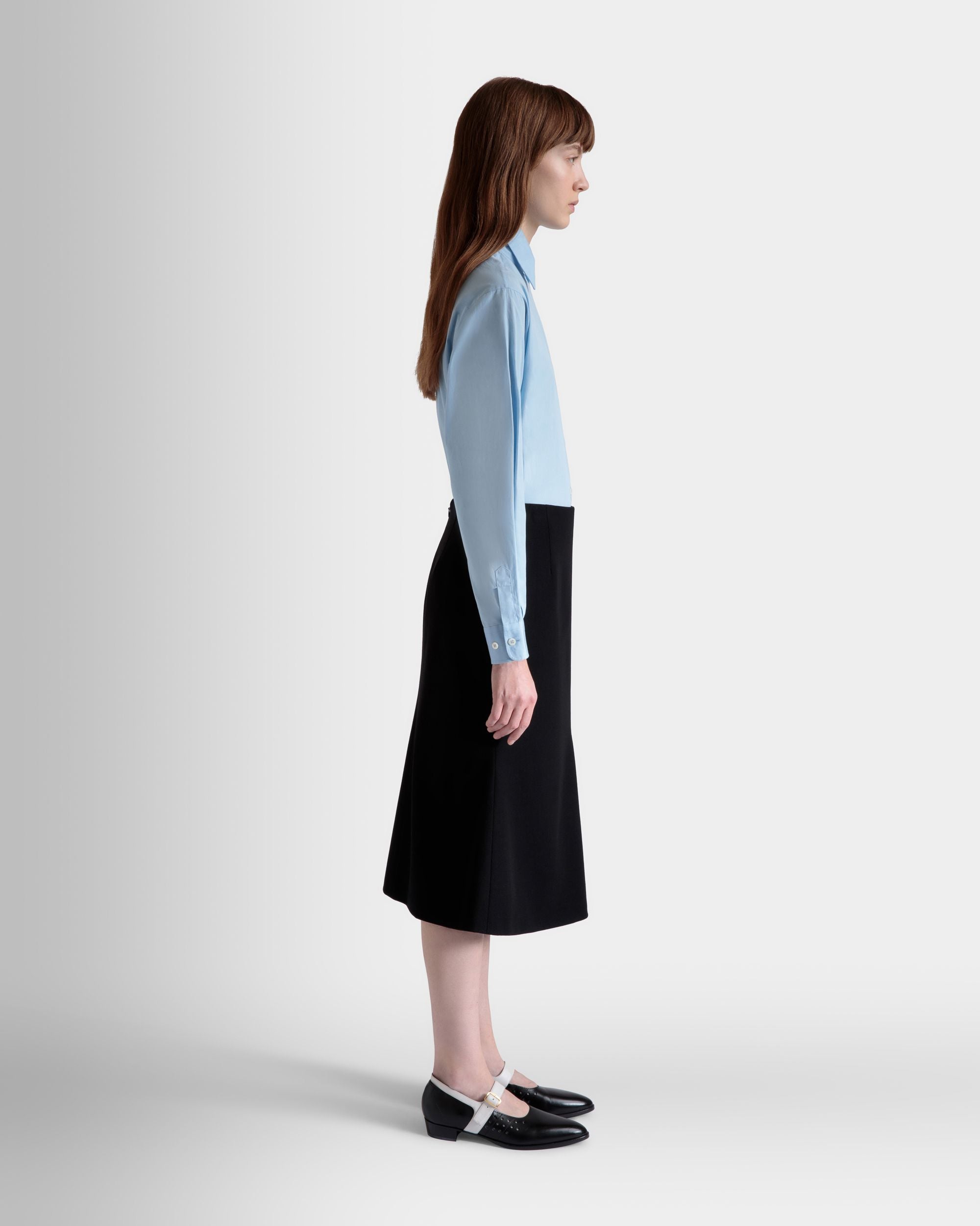 Bally Global - Midi Skirt In Black Wool Blend - Black