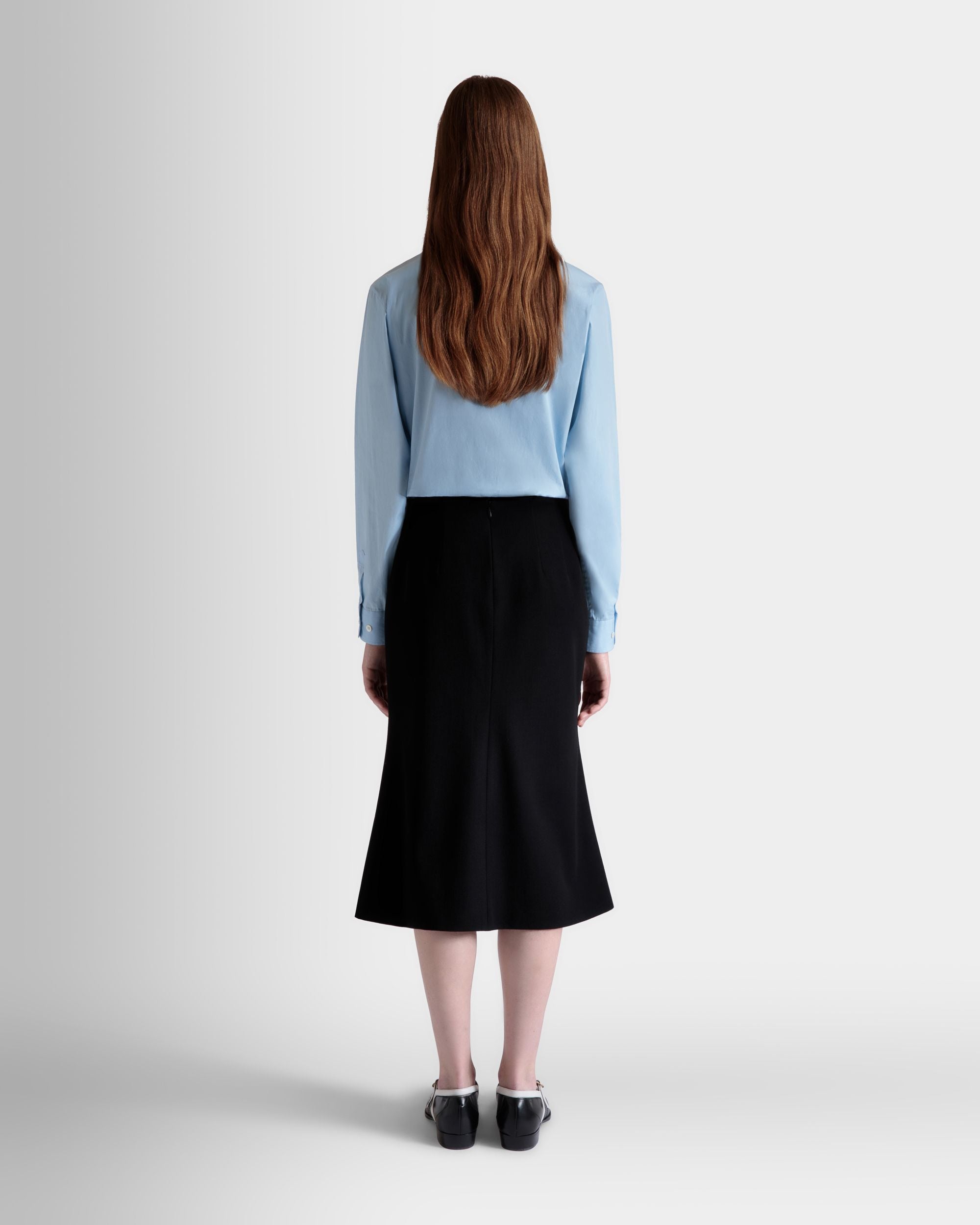 Bally Global - Midi Skirt In Black Wool Blend - Black