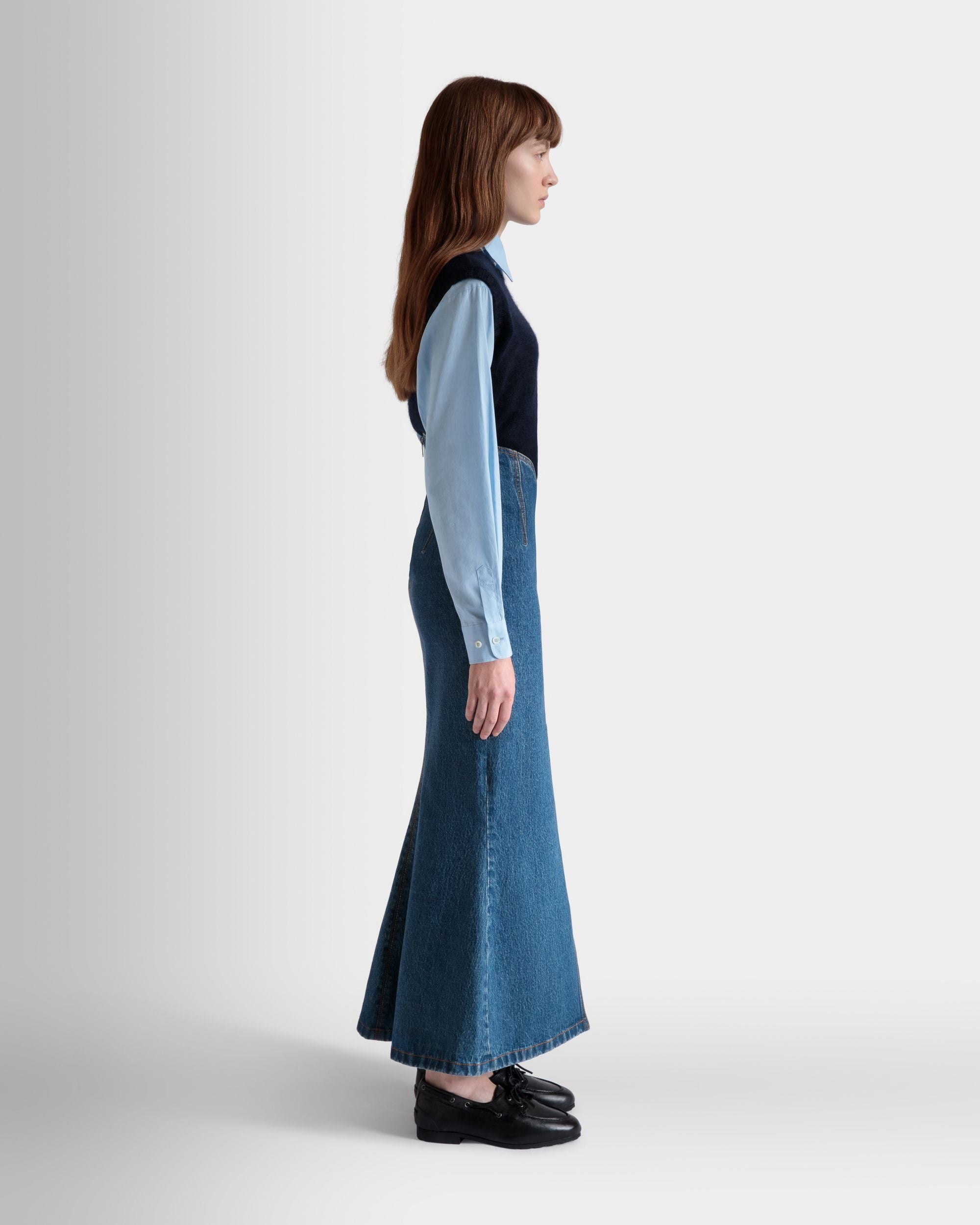 Bally Global - Long Skirt In Medium Blue Cotton - Blue