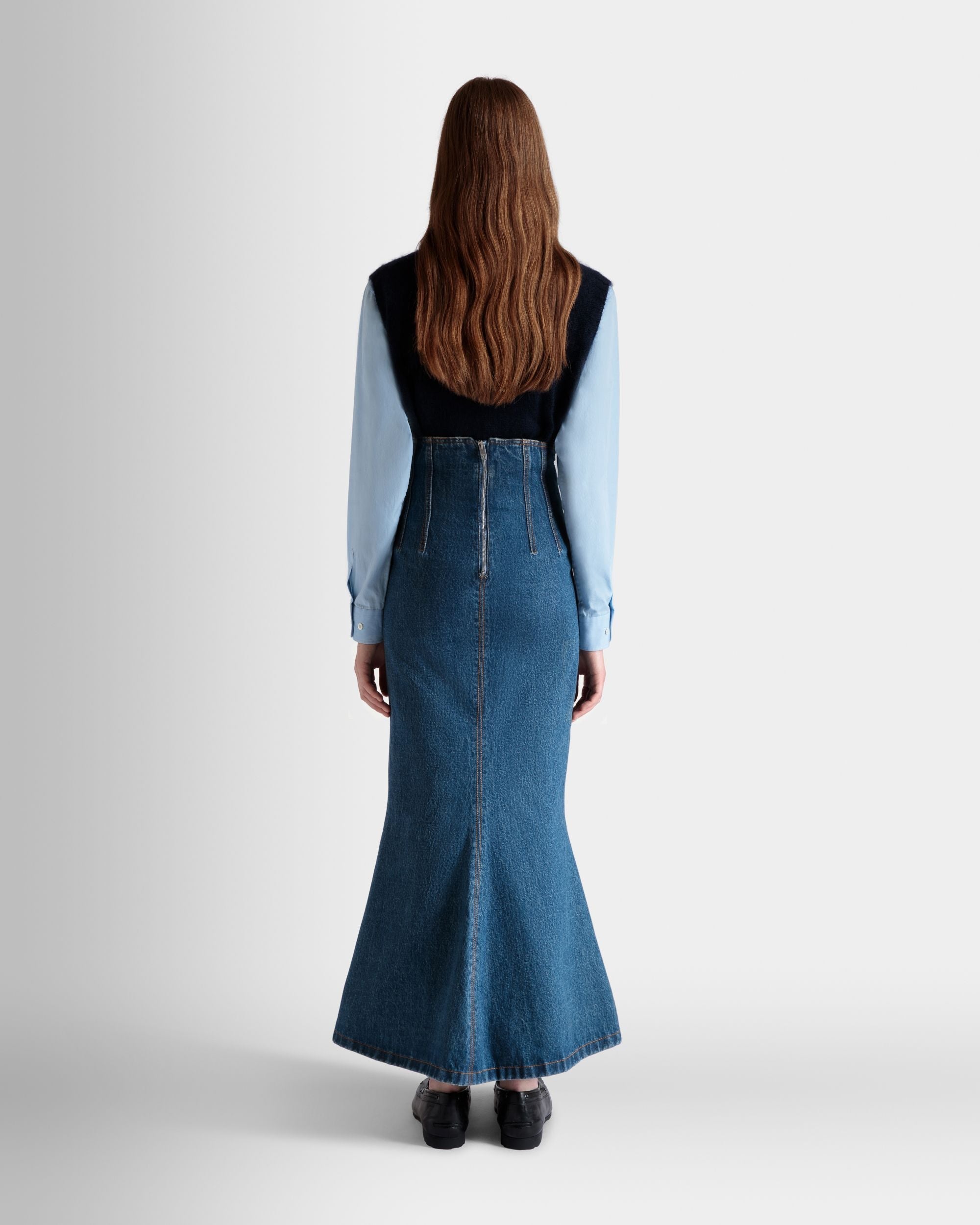 Bally Global - Long Skirt In Medium Blue Cotton - Blue
