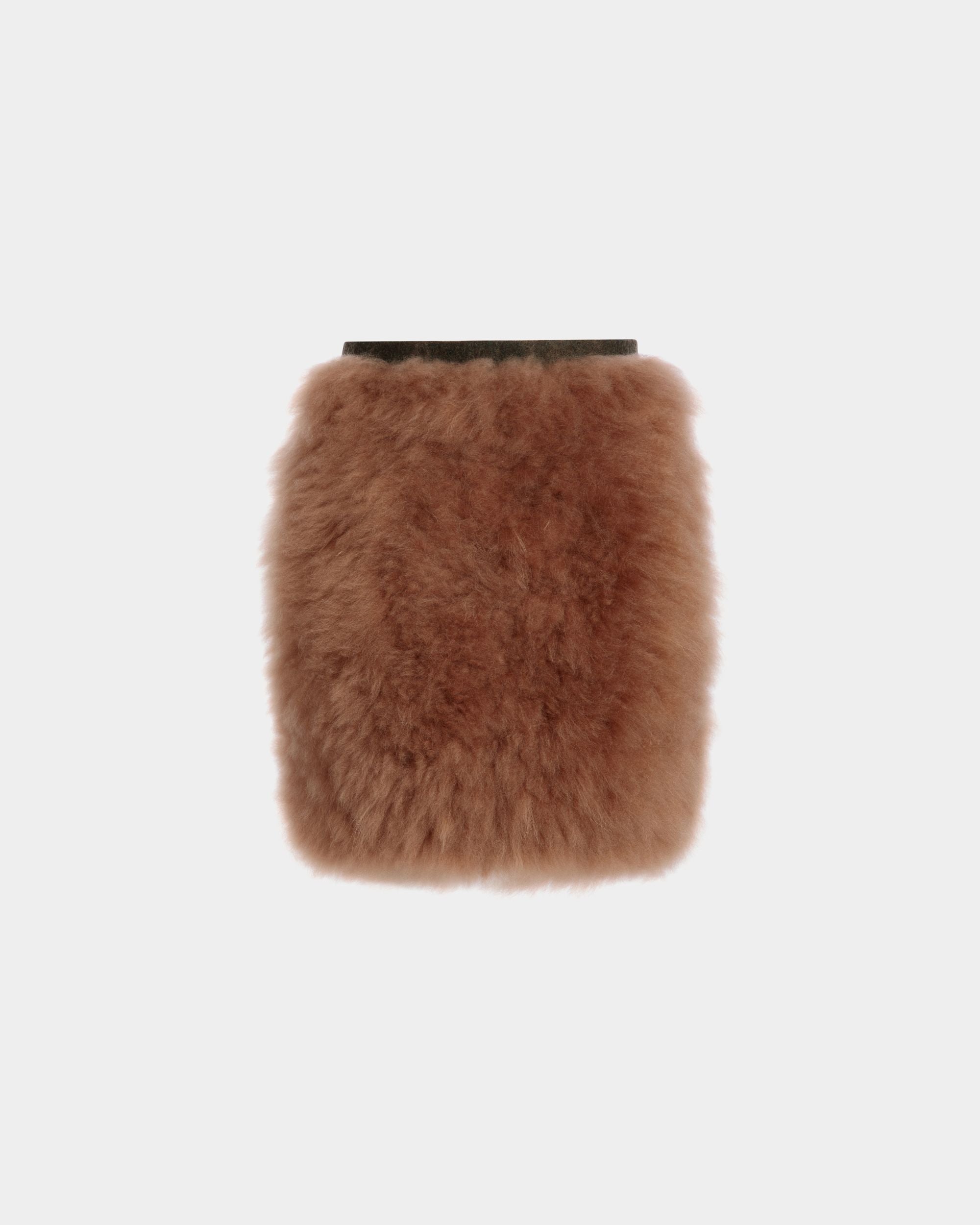 Bally Global - Mini Skirt In Dark Green And Praline Beige Wool and Shearling - Beige