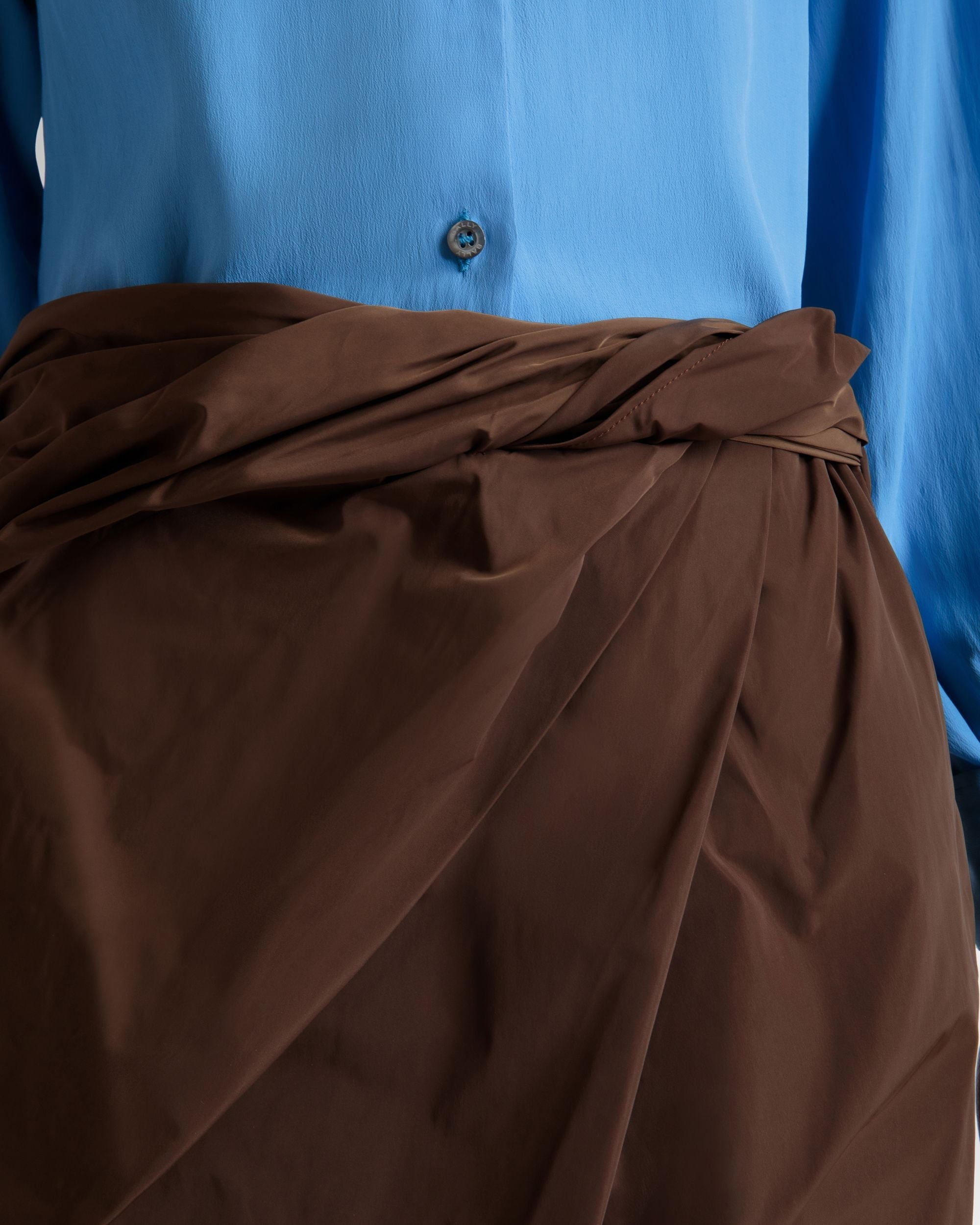 Bally Global - Draped Midi Skirt in Brown Technical Duchesse - Brown