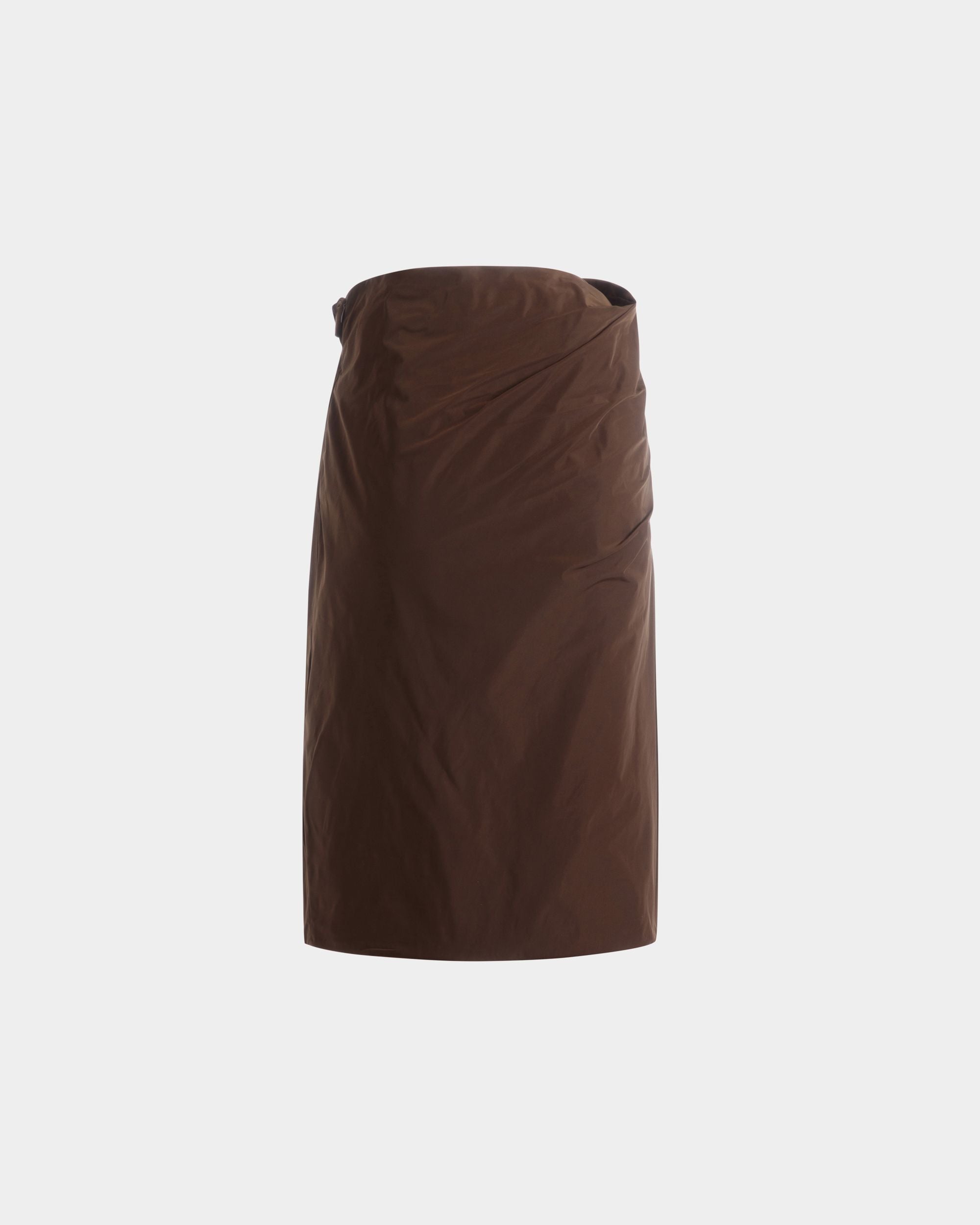 Bally Global - Draped Midi Skirt in Brown Technical Duchesse - Brown