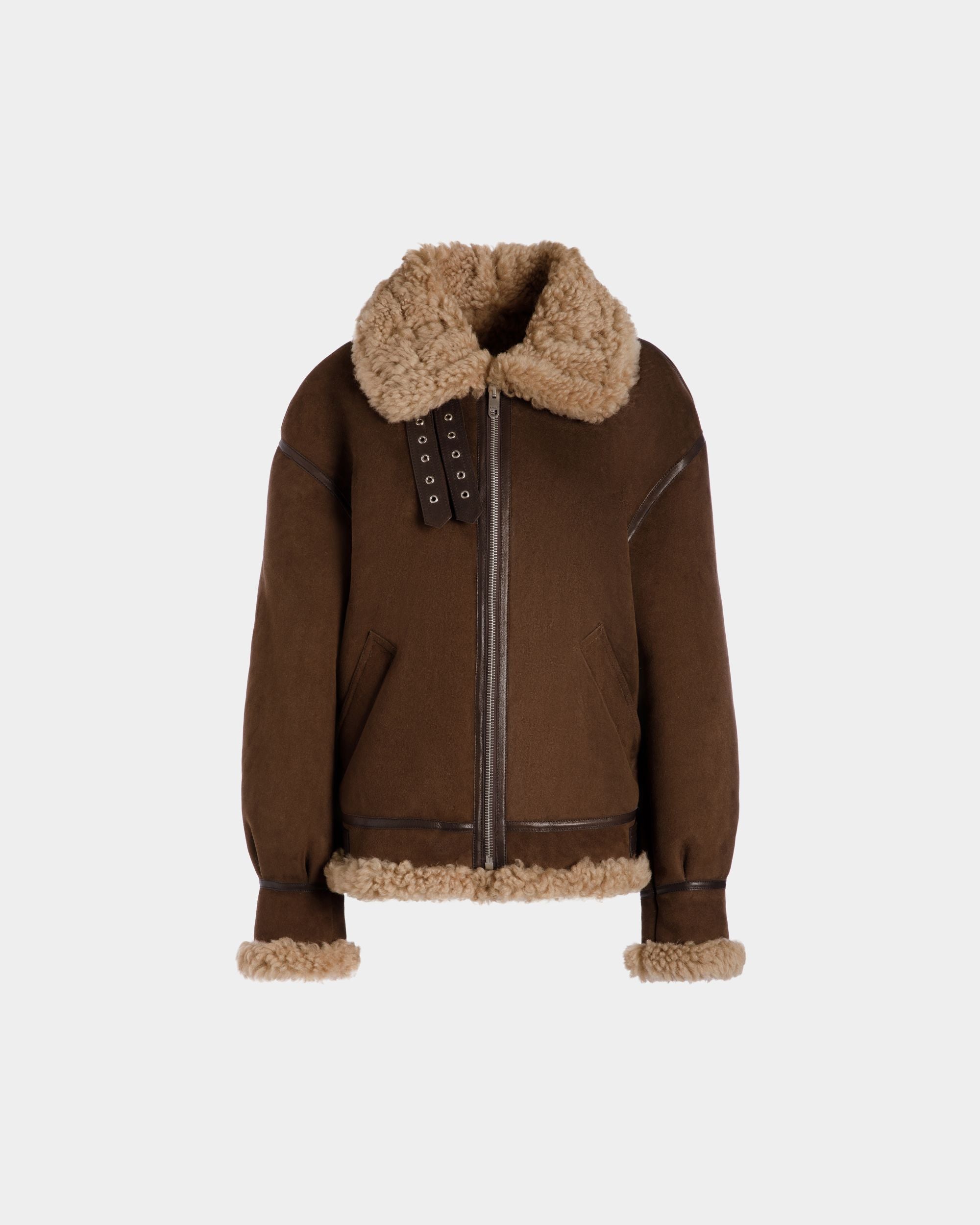 Bally Global - Aviator Jacket In Brown Shearling - Brown