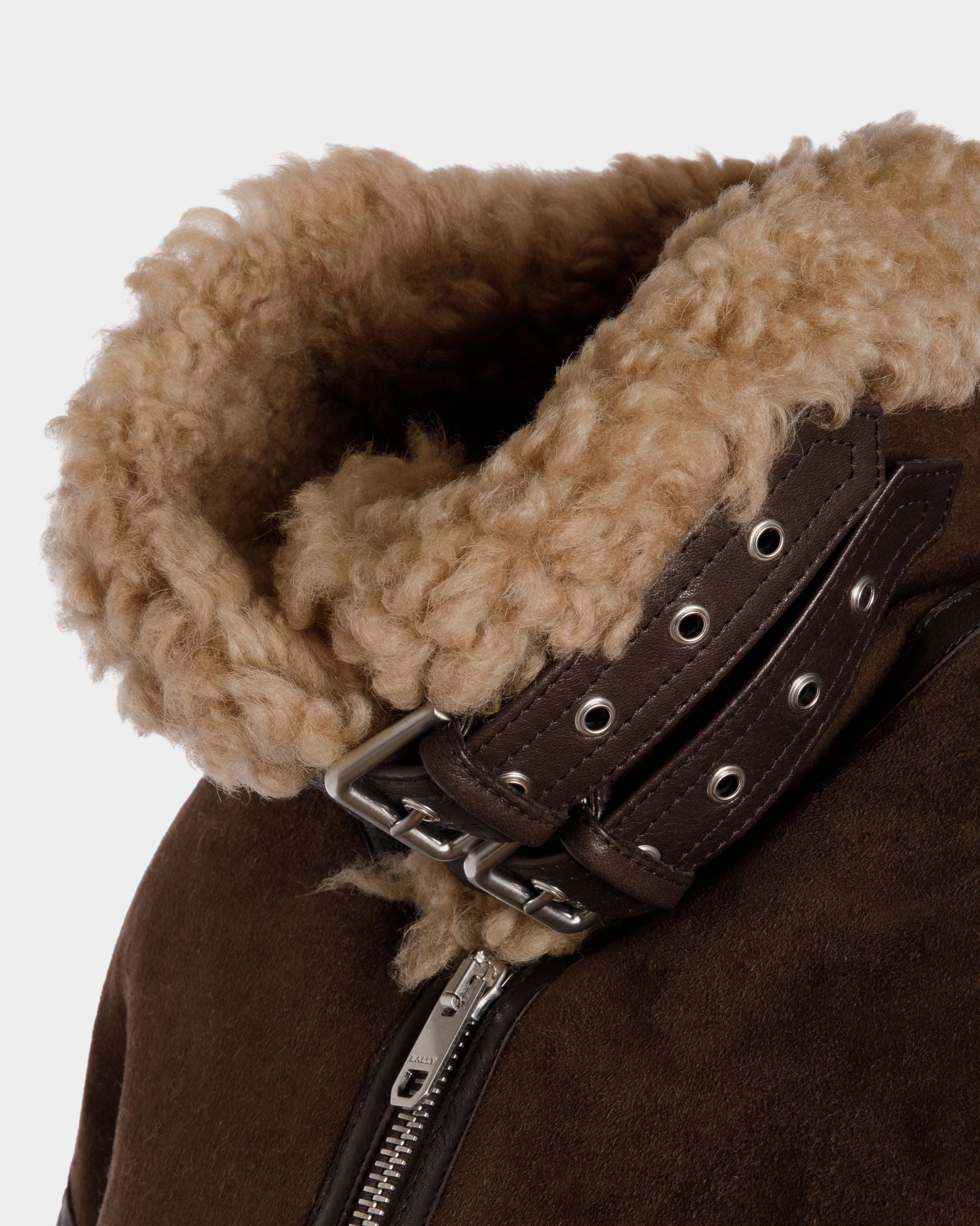 Bally Global - Aviator Jacket In Brown Shearling - Brown
