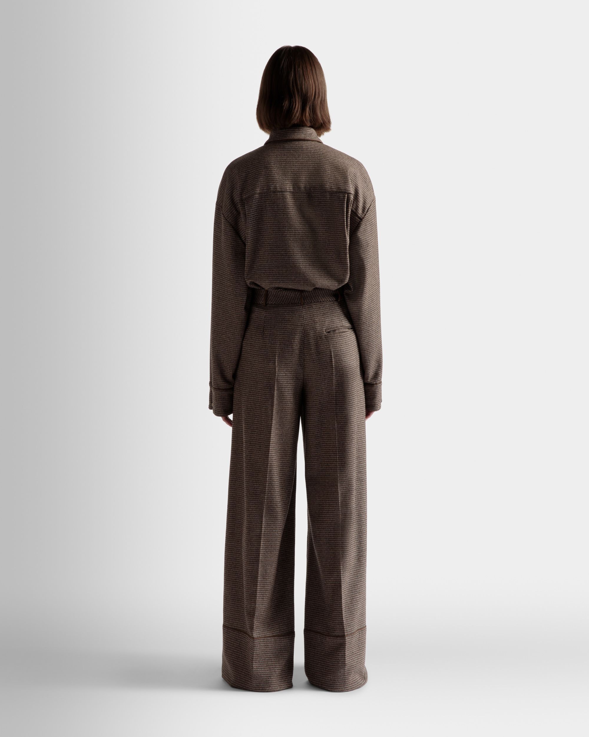 Bally Global - Pantalones Dogtooth De Lana Color Desierto - Marrón
