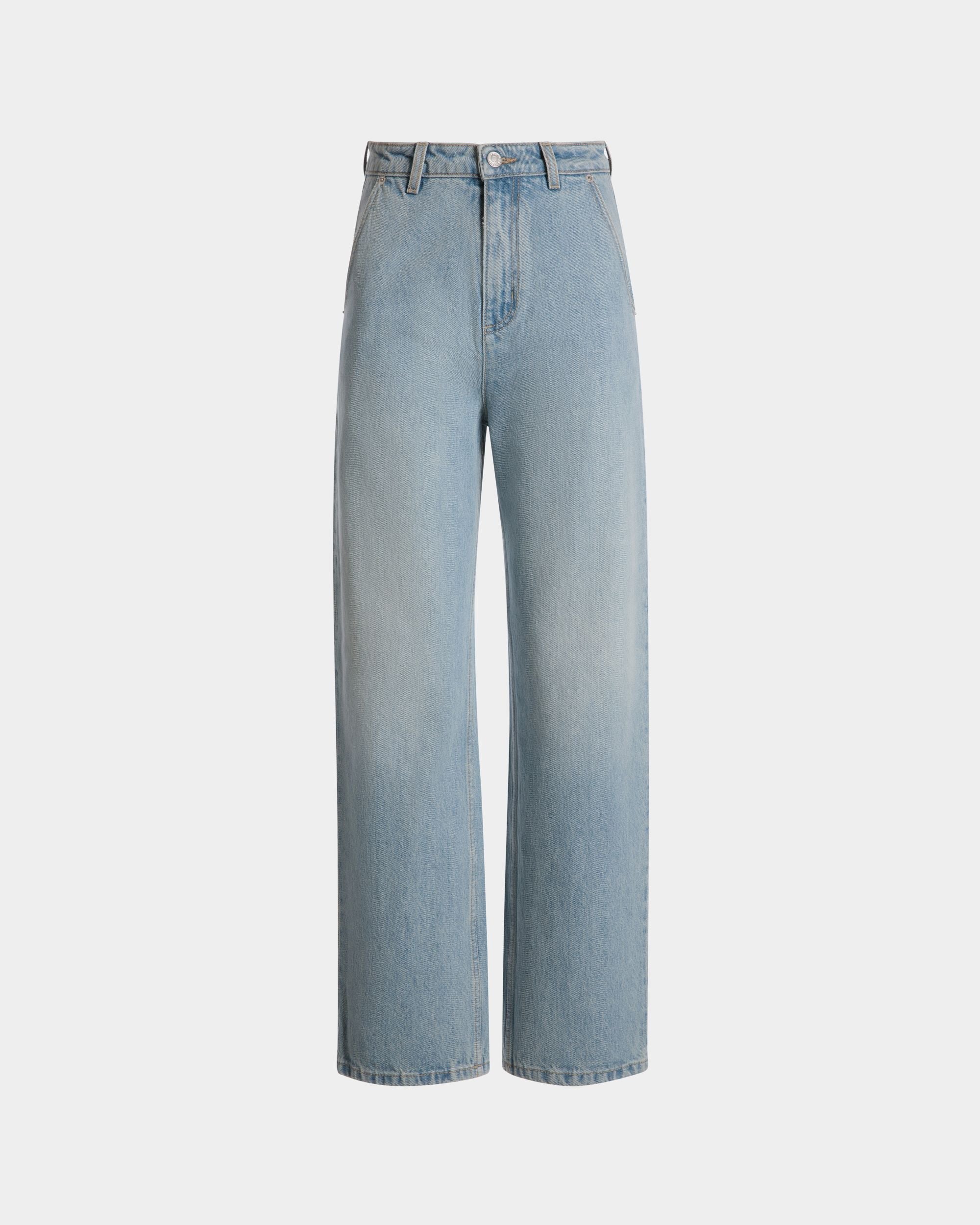 Bally Global - Wide-leg Denim Pants in Light Blue Cotton - Blue