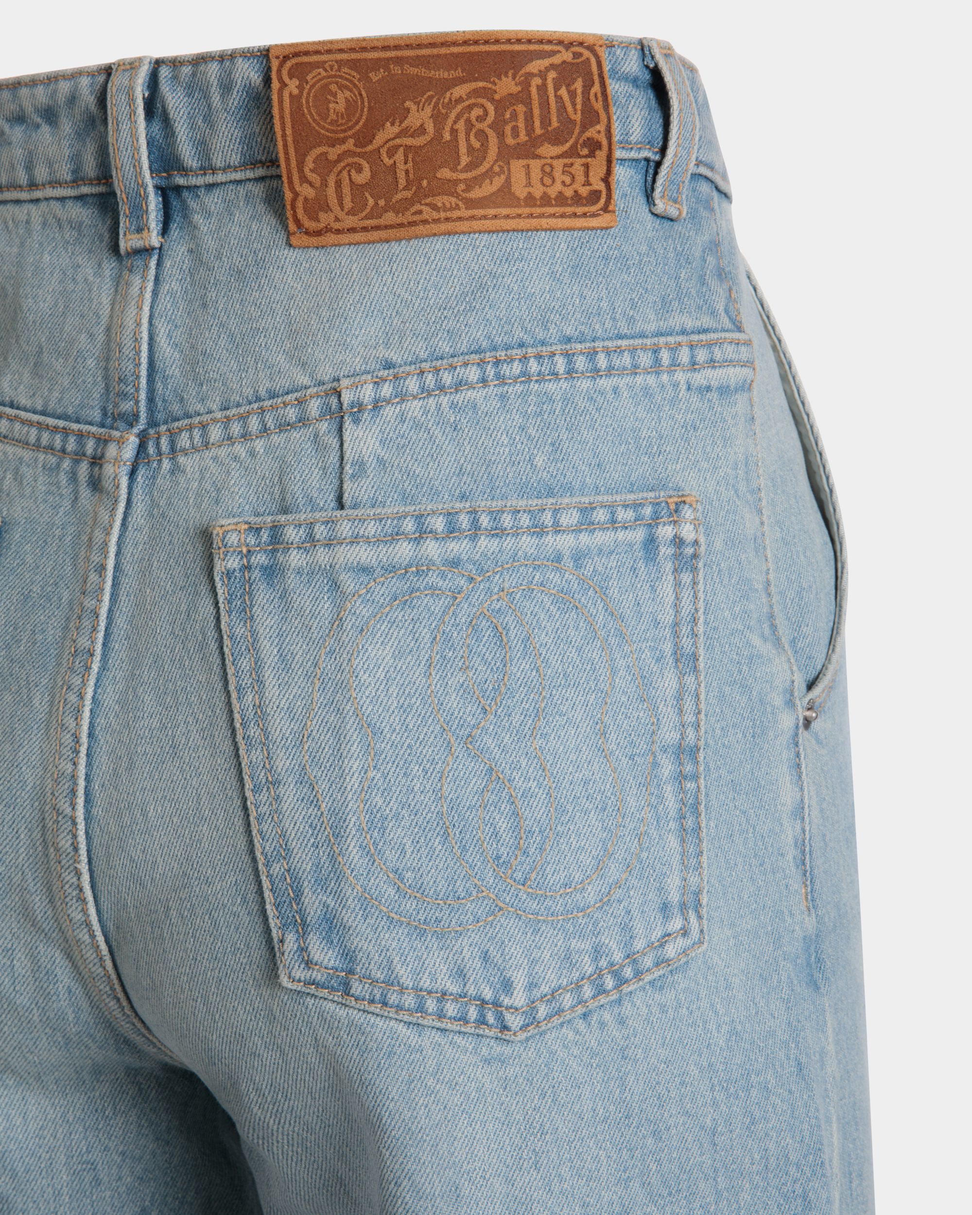 Bally Global - Wide-leg Denim Pants in Light Blue Cotton - Blue