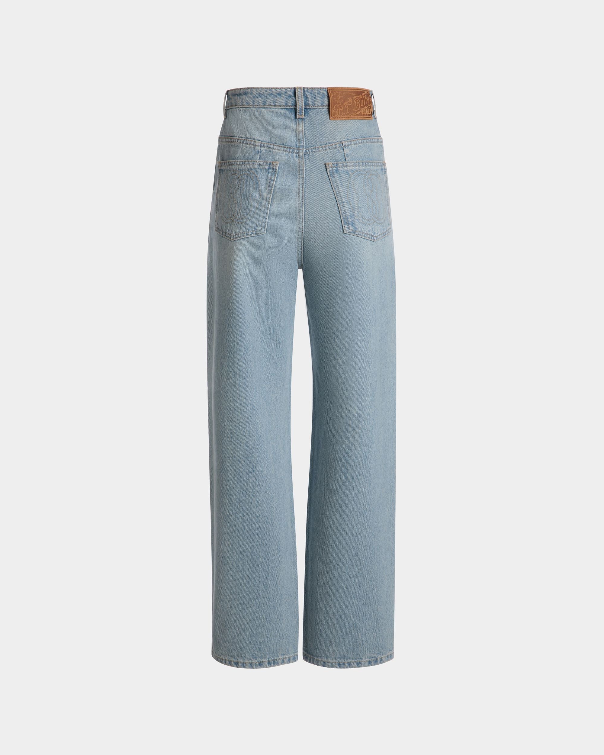 Bally Global - Wide-leg Denim Pants in Light Blue Cotton - Blue