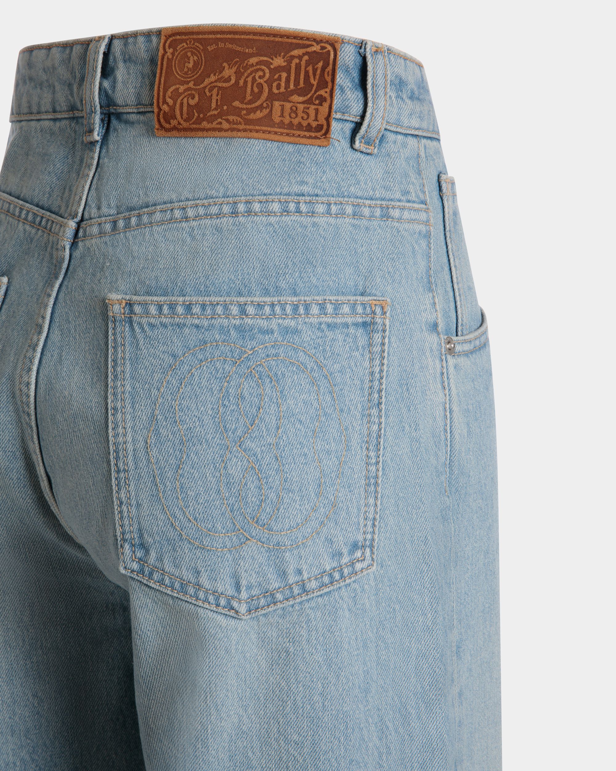 Bally Global - Vaqueros De Pata Ancha De Algodón Light Blue - Azul