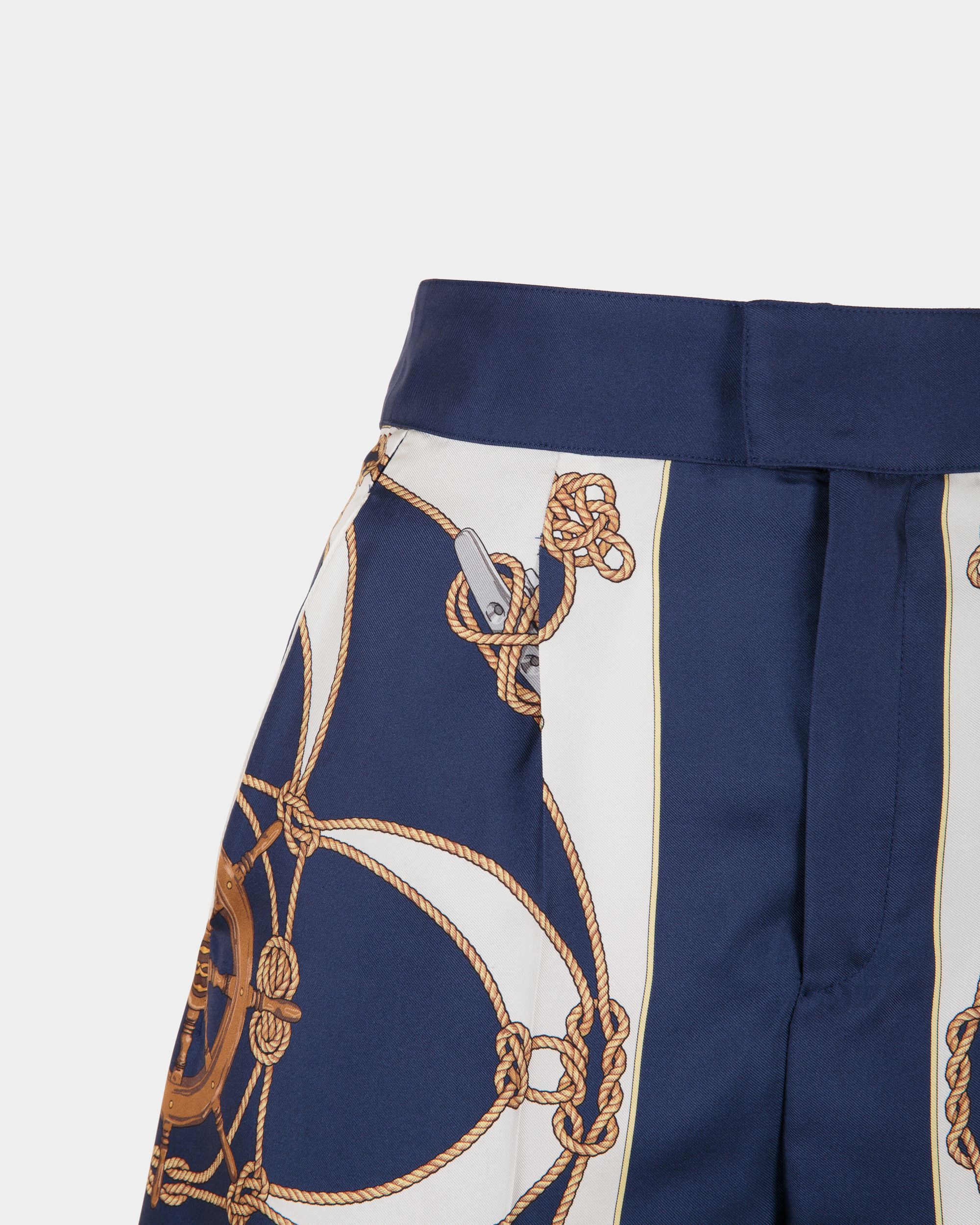 Bally Global - Women's Printed Shorts in Blue and White Silk - Blue