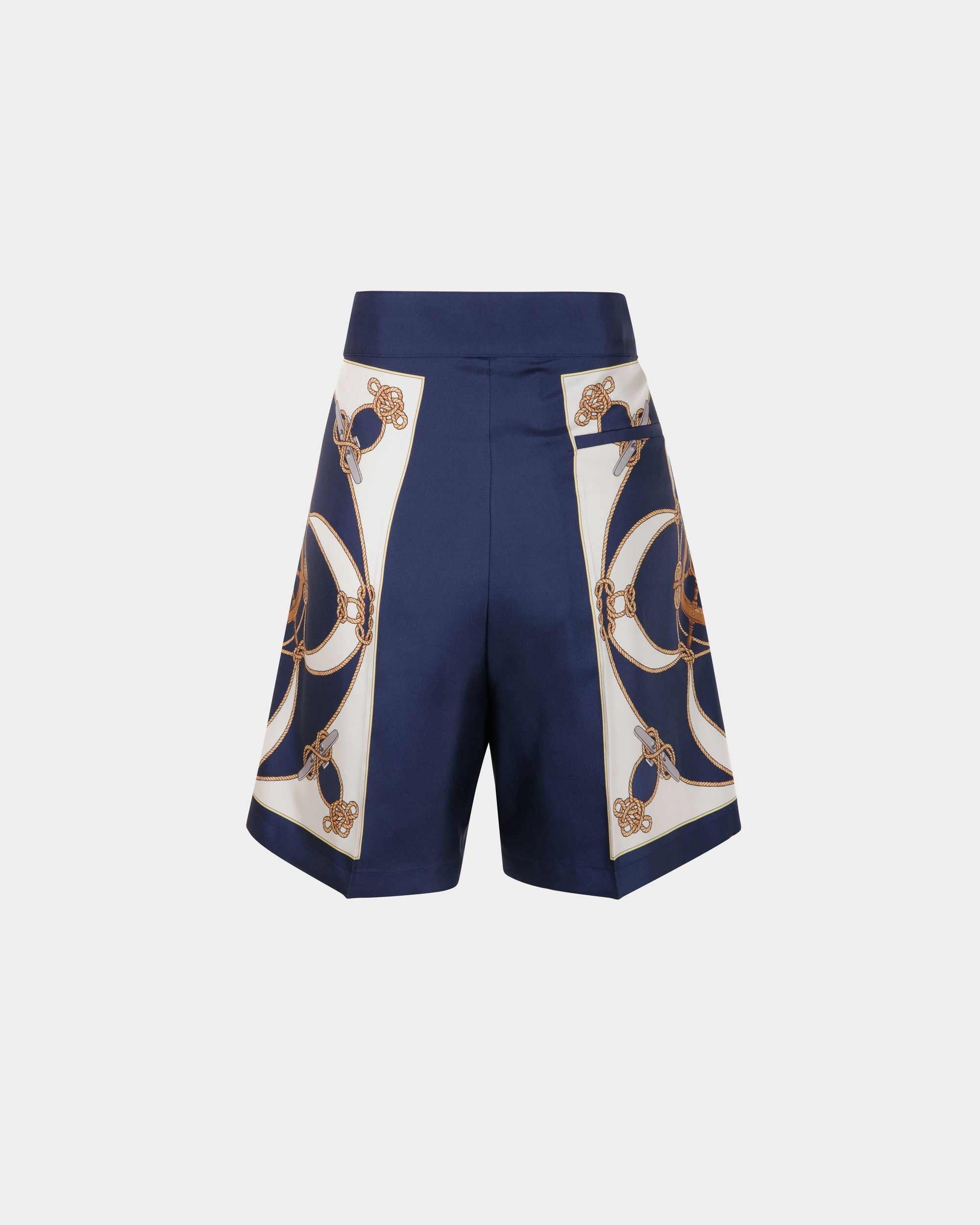 Bally Global - Women's Printed Shorts in Blue and White Silk - Blue