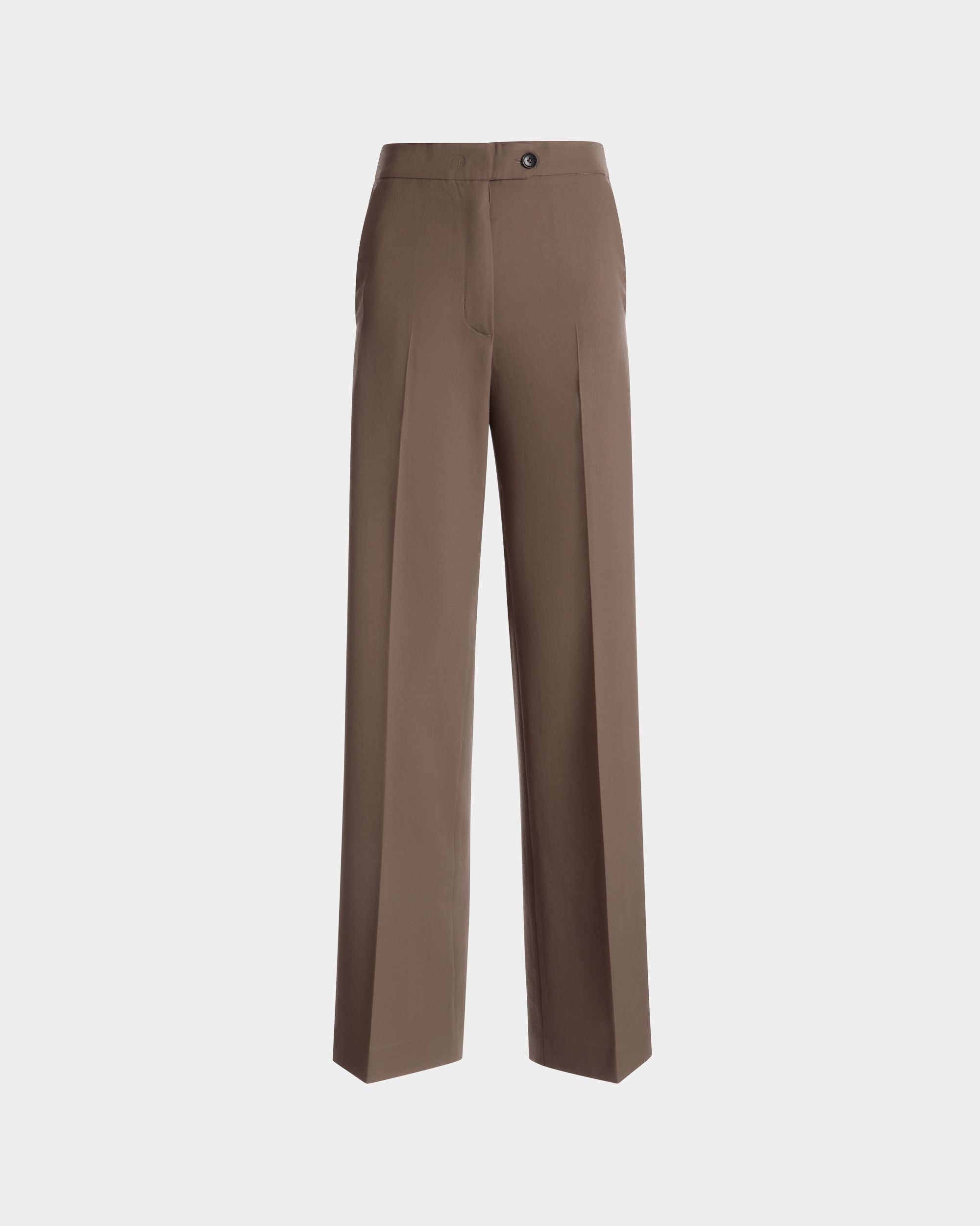 Bally Global - Pantalon En Laine Taupe Et Tissu Synthétique - Marron