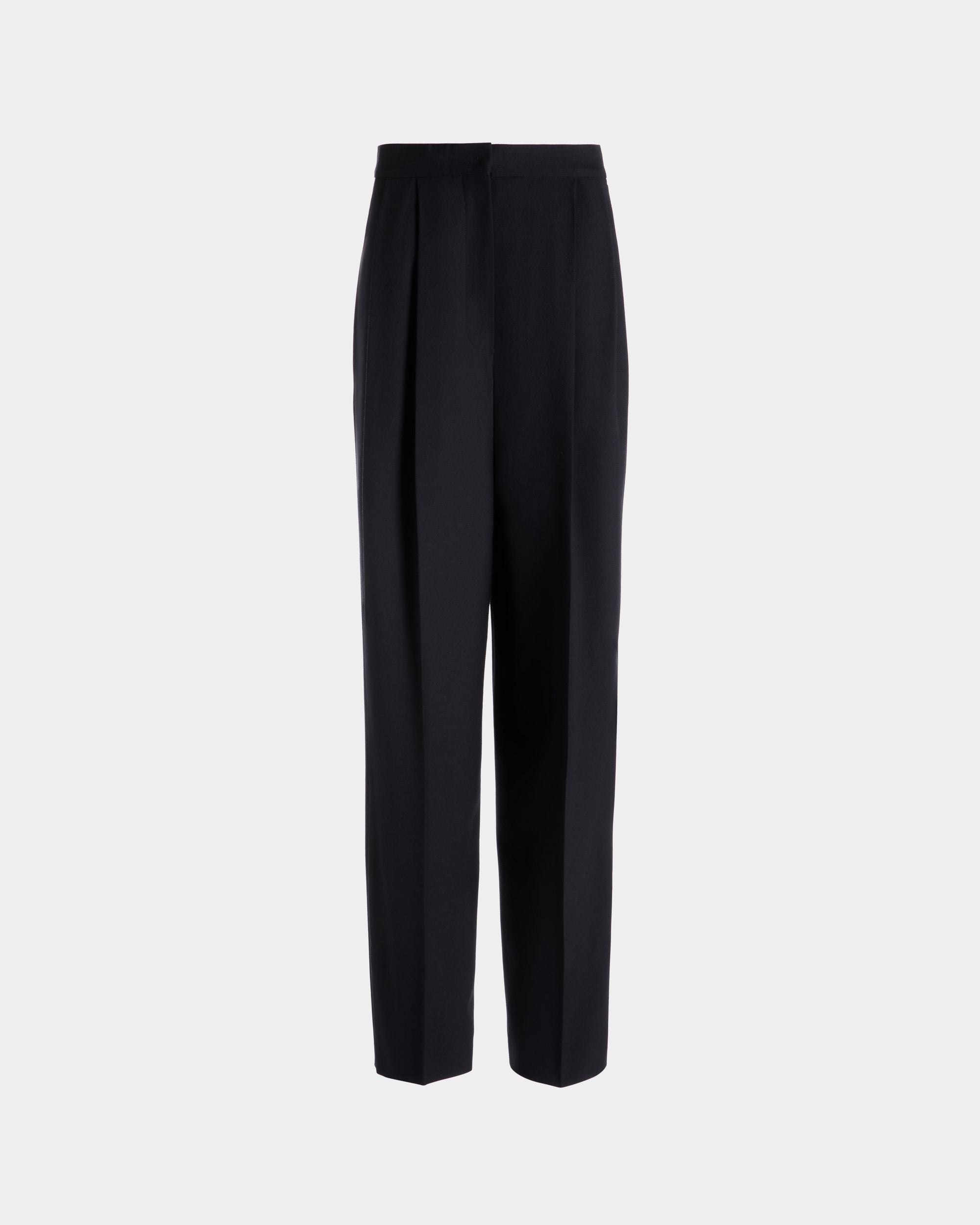 Bally Global - Wide-Leg Pants In Navy Blue Wool Blend - Blue