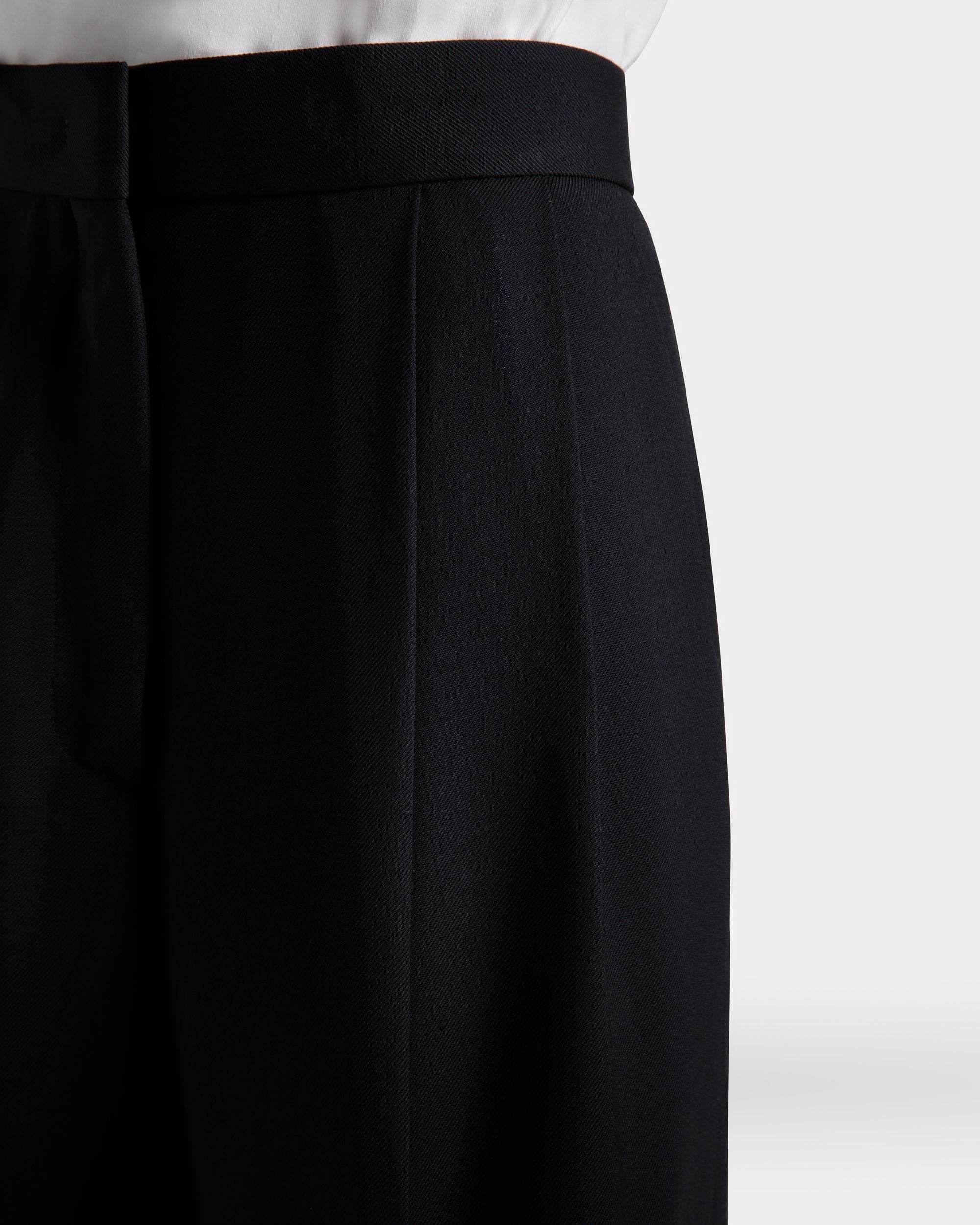 Bally Global - Wide-Leg Pants In Navy Blue Wool Blend - Blue