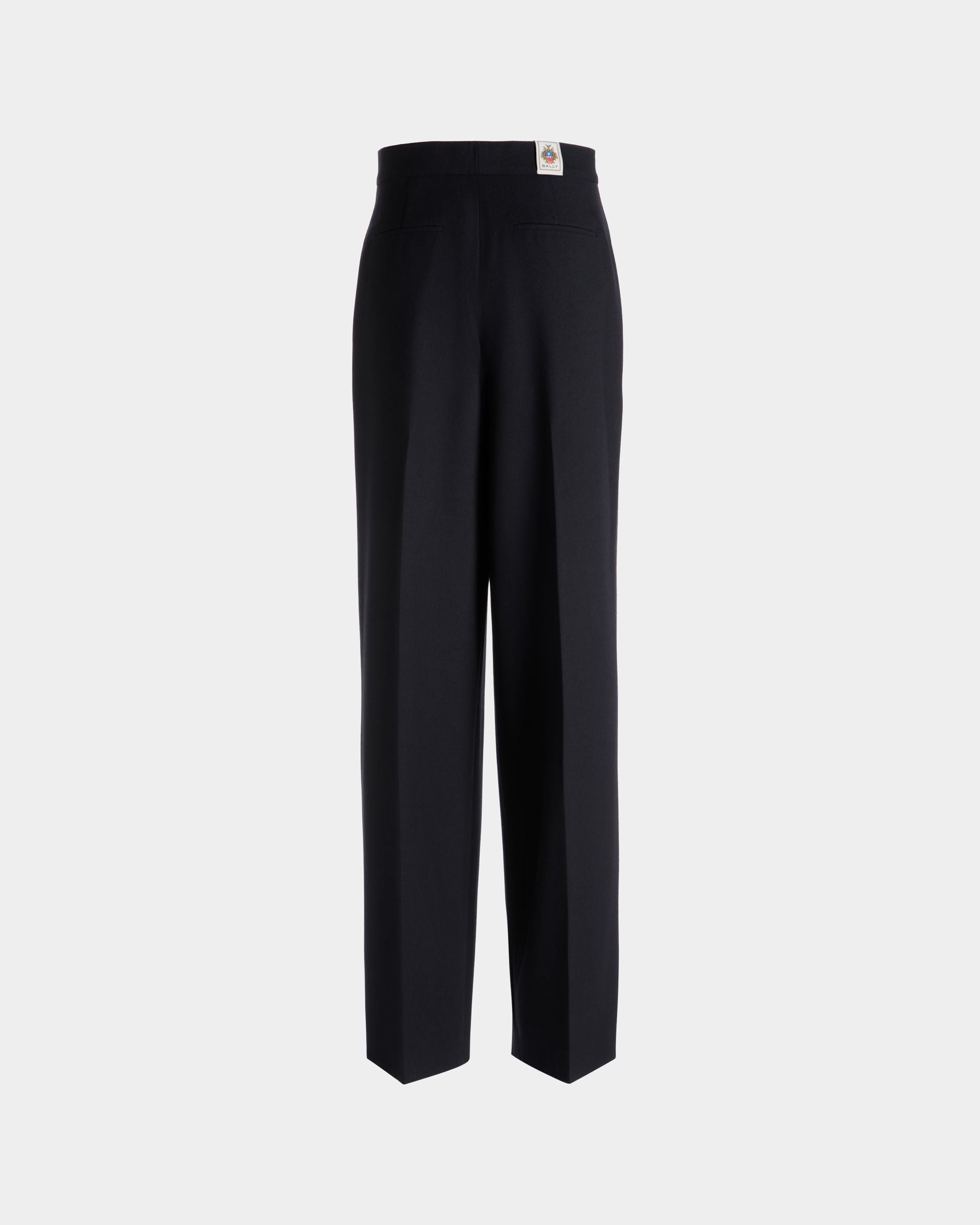 Bally Global - Wide-Leg Pants In Navy Blue Wool Blend - Blue