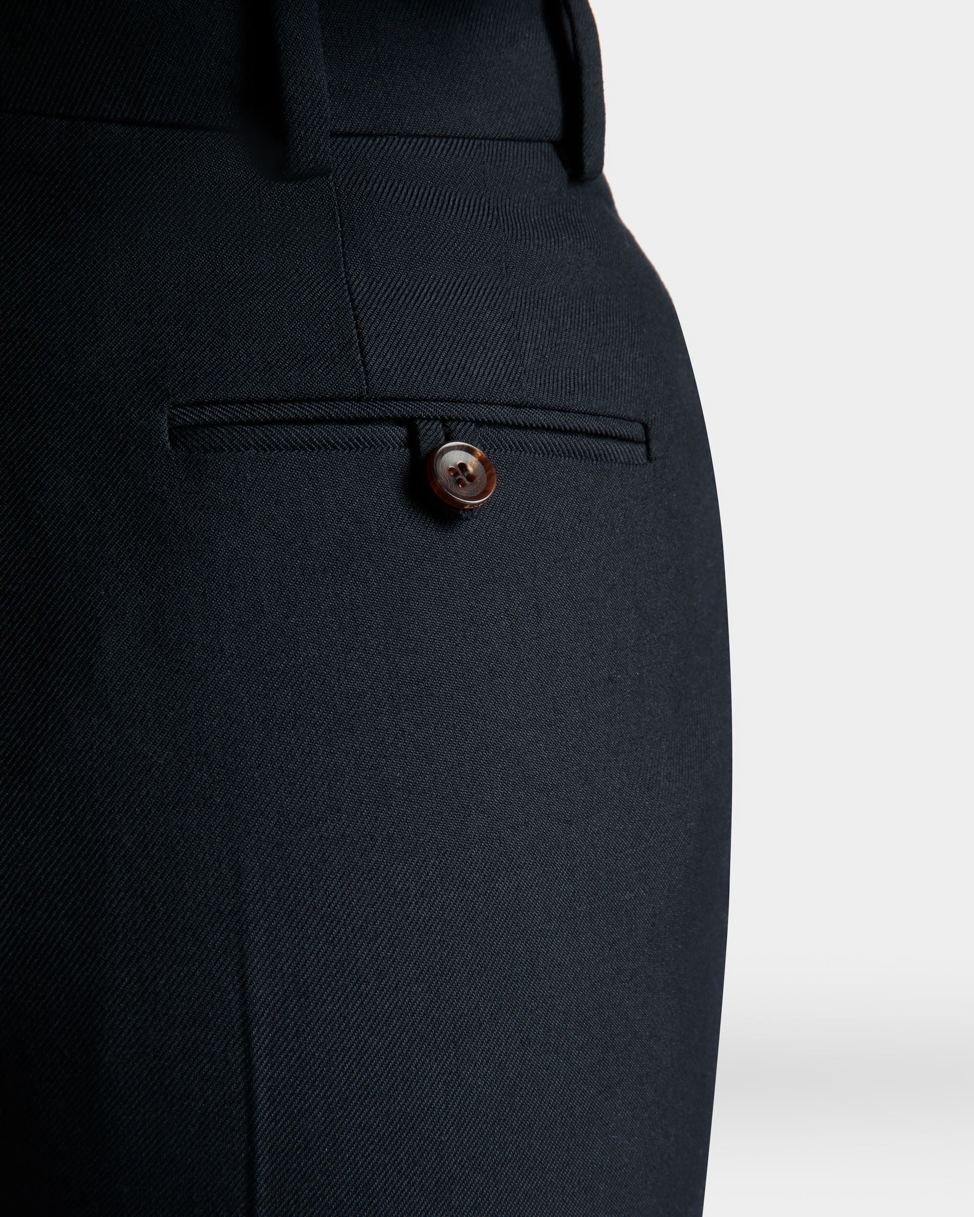 Bally Global - Pantalon Coupe Droite En Laine Mélangée Navy Blue - Bleu