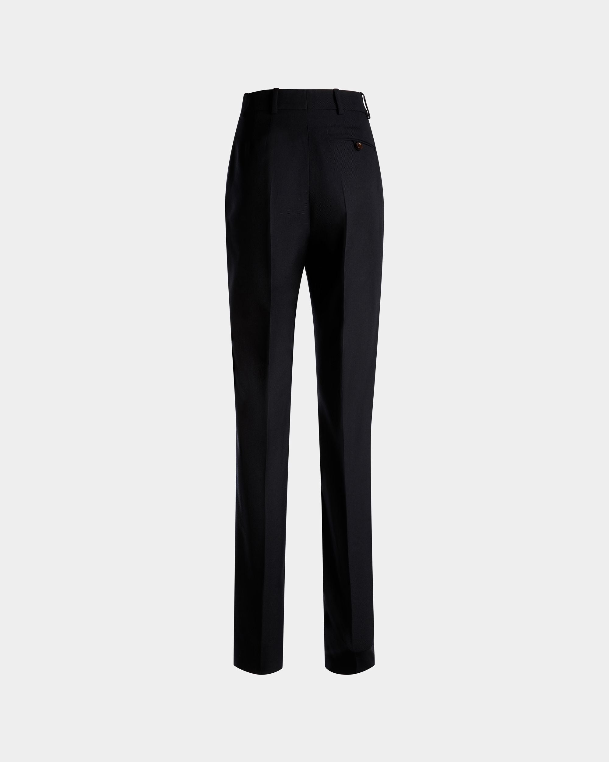 Bally Global - Pantalon Coupe Droite En Laine Mélangée Navy Blue - Bleu