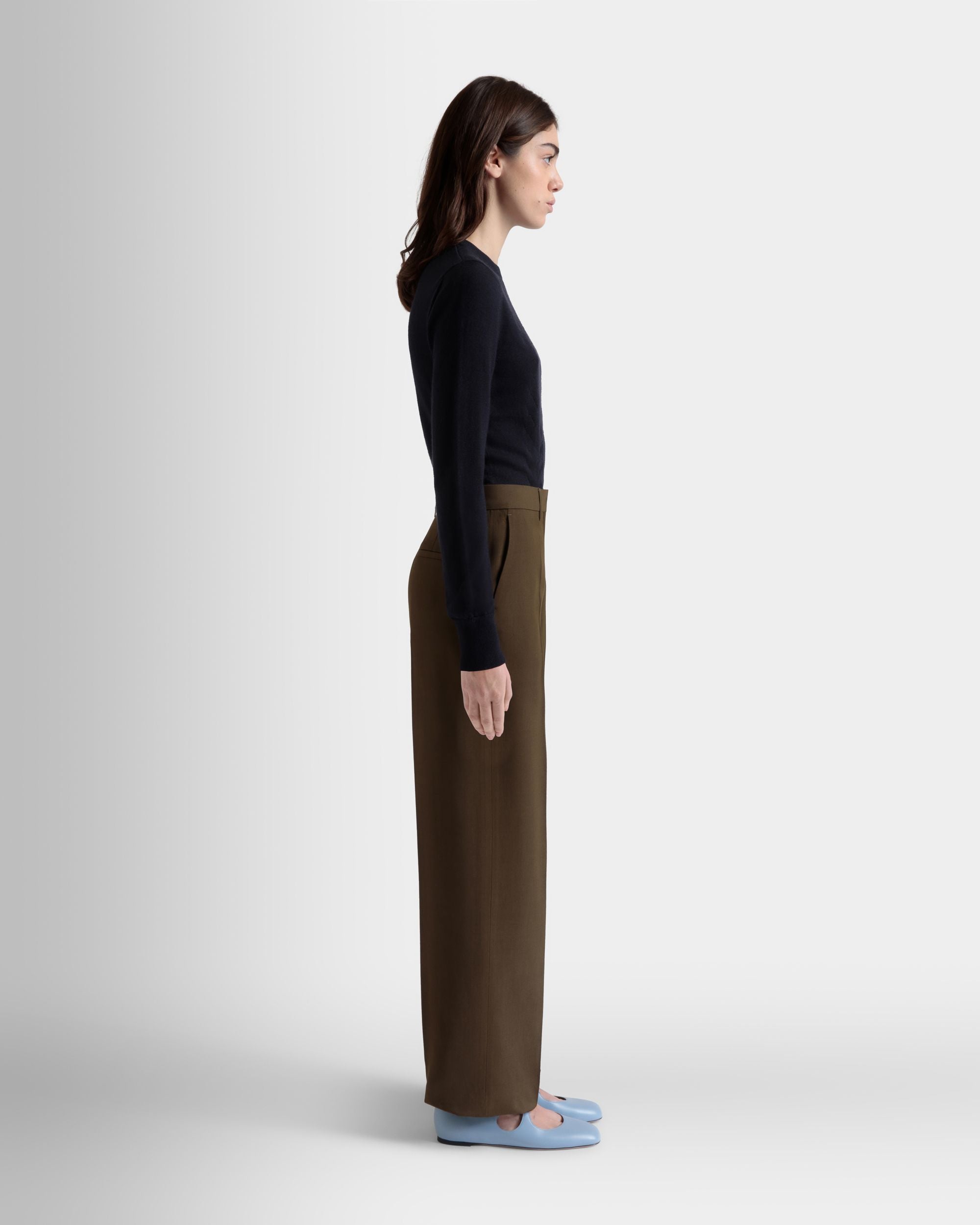 Bally Global - Straight-Leg Pants in Military Green Fluid Gabardine - Green