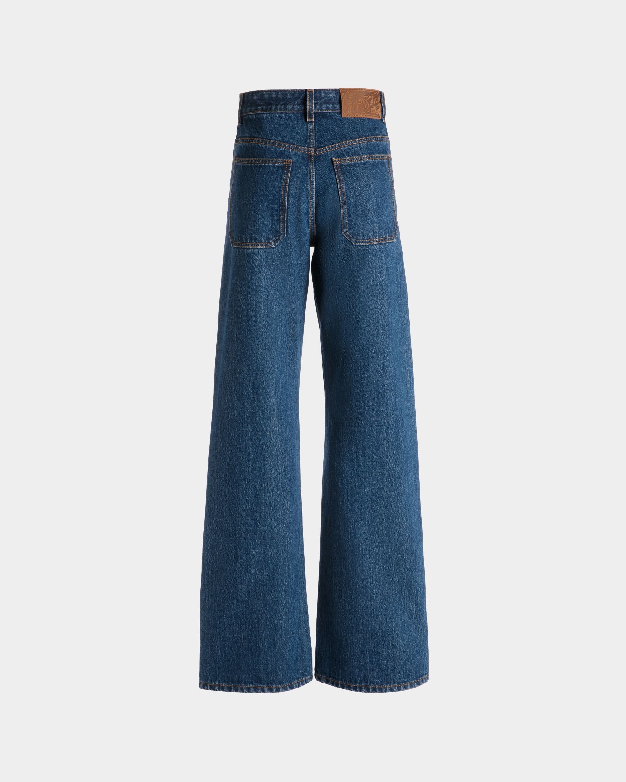 Bally Global - Pantalon En Denim À Jambe Large En Coton Medium Blue - Bleu