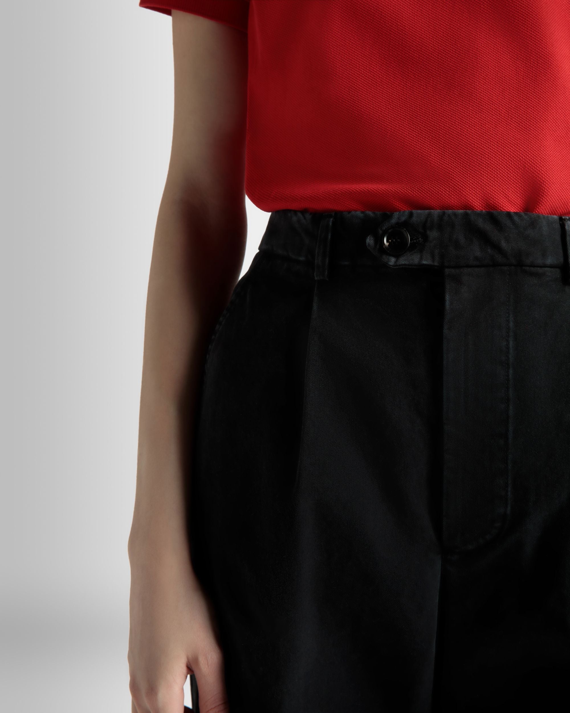 Bally Global - Pleated Pants in Black Washed Cotton - Black