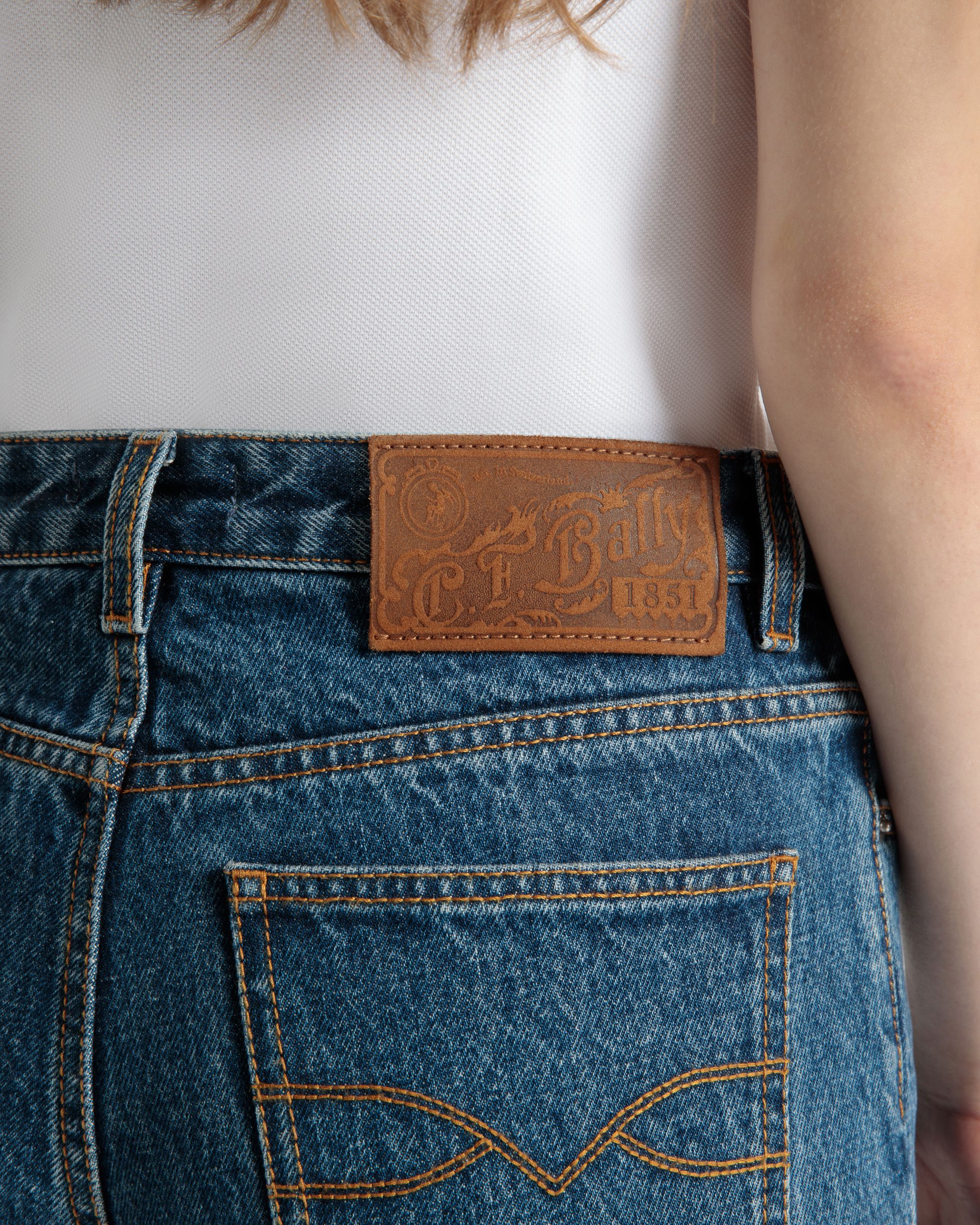 Bally Global - Flared Denim Pants in Medium Blue Cotton - Azul