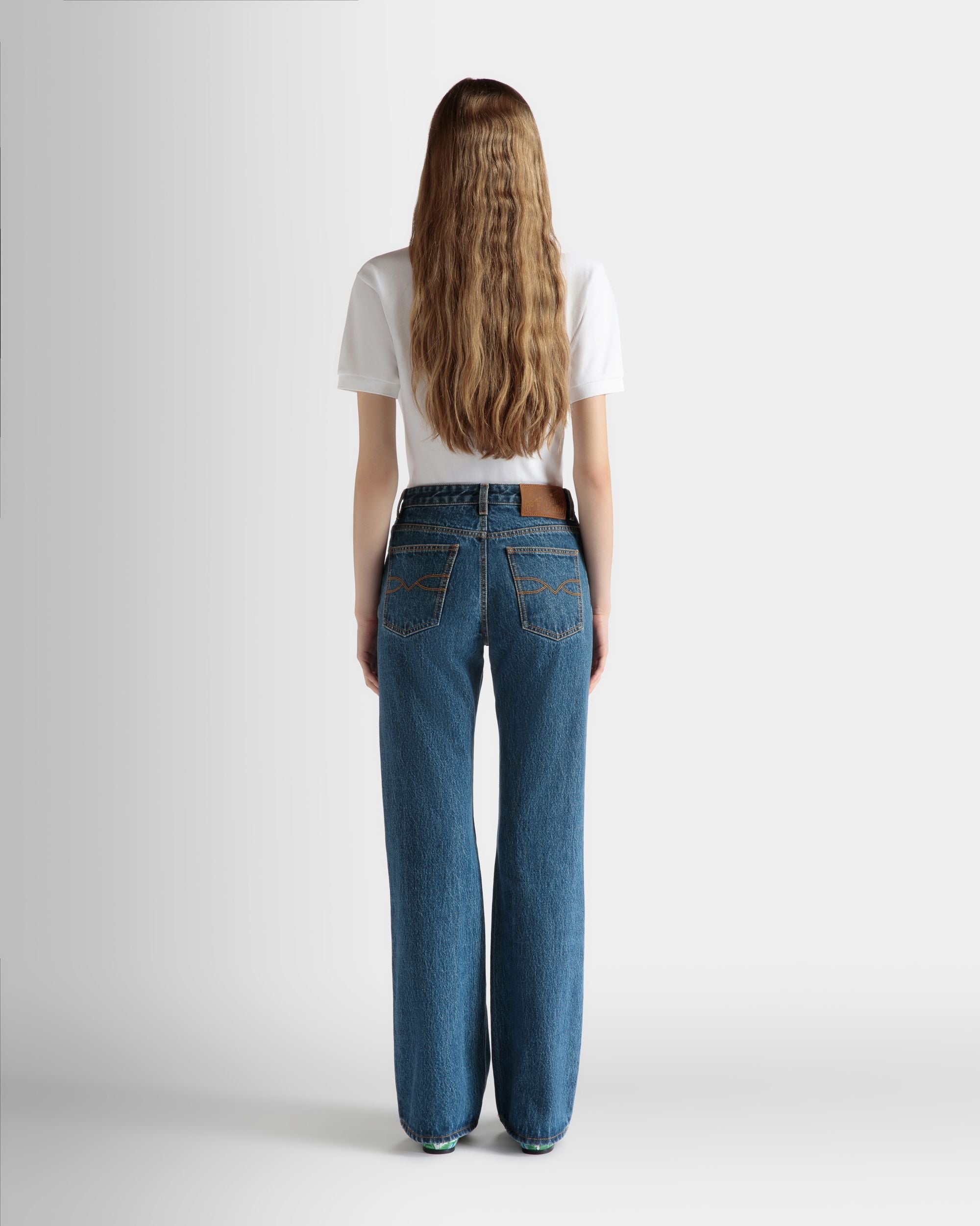 Bally Global - Flared Denim Pants in Medium Blue Cotton - Azul
