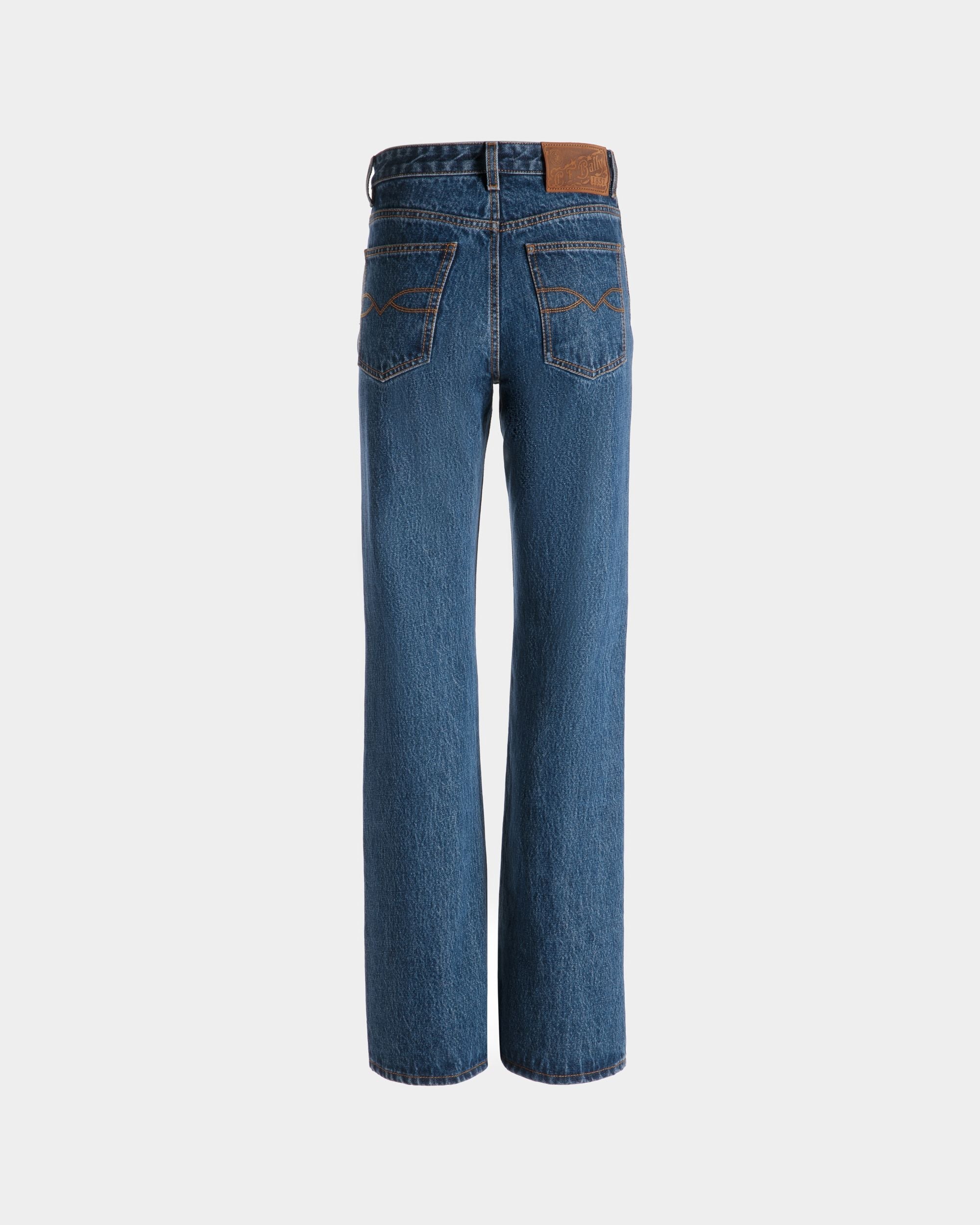 Bally Global - Flared Denim Pants in Medium Blue Cotton - Azul