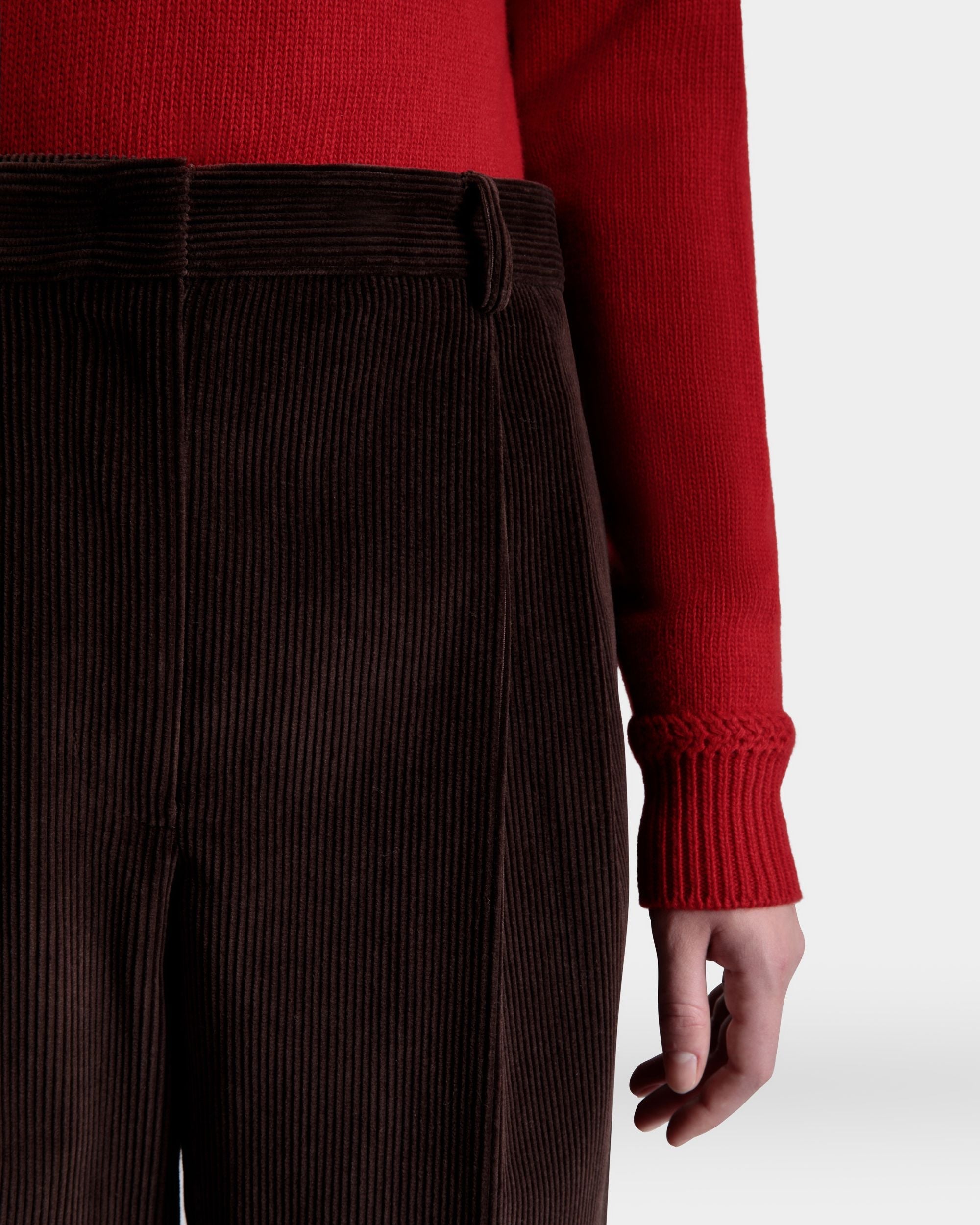 Bally Global - Pantalon À Pinces De La Capsule D’hiver En Velours Côtelé De Coton Ebano - Marron