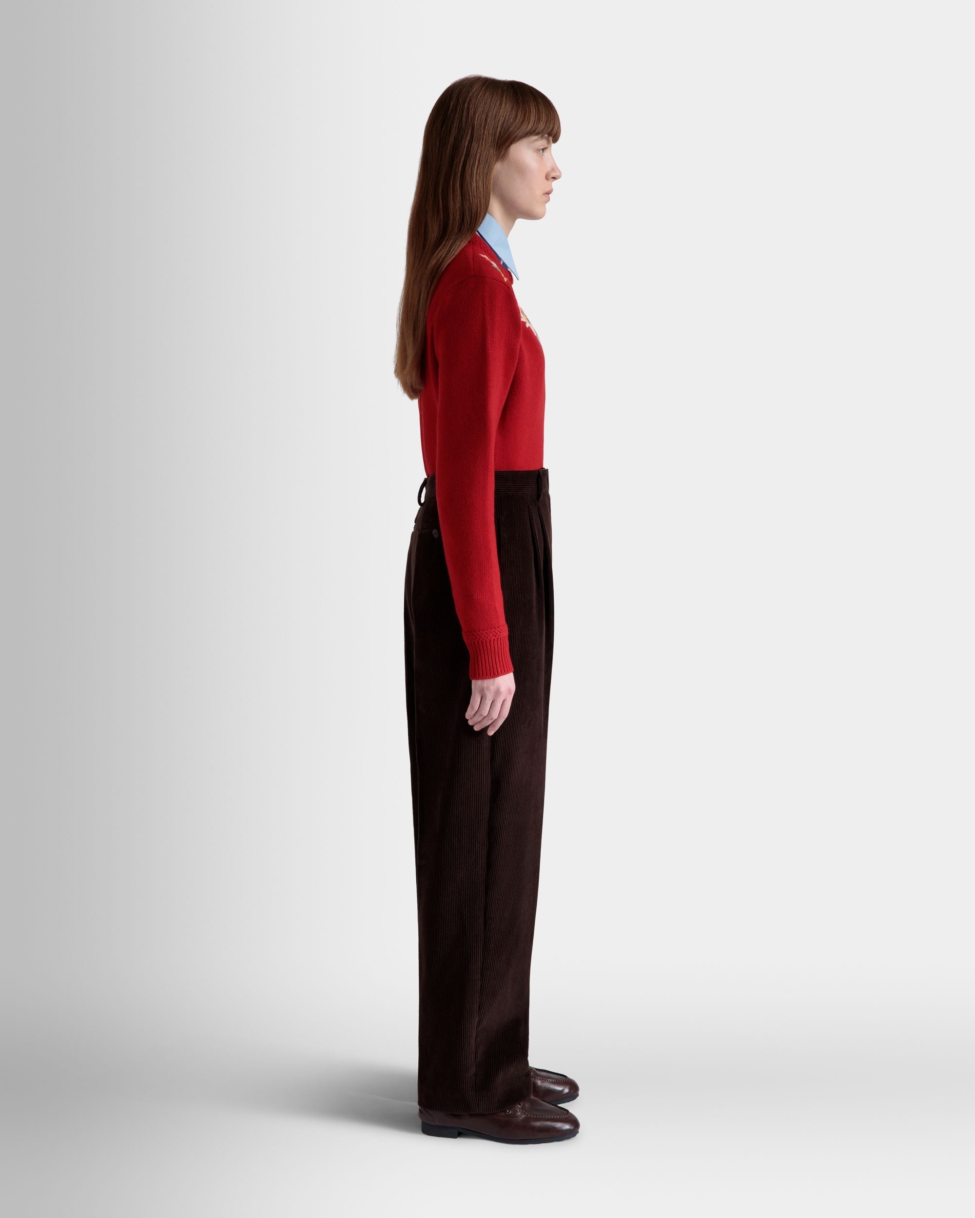 Bally Global - Pantalon À Pinces De La Capsule D’hiver En Velours Côtelé De Coton Ebano - Marron