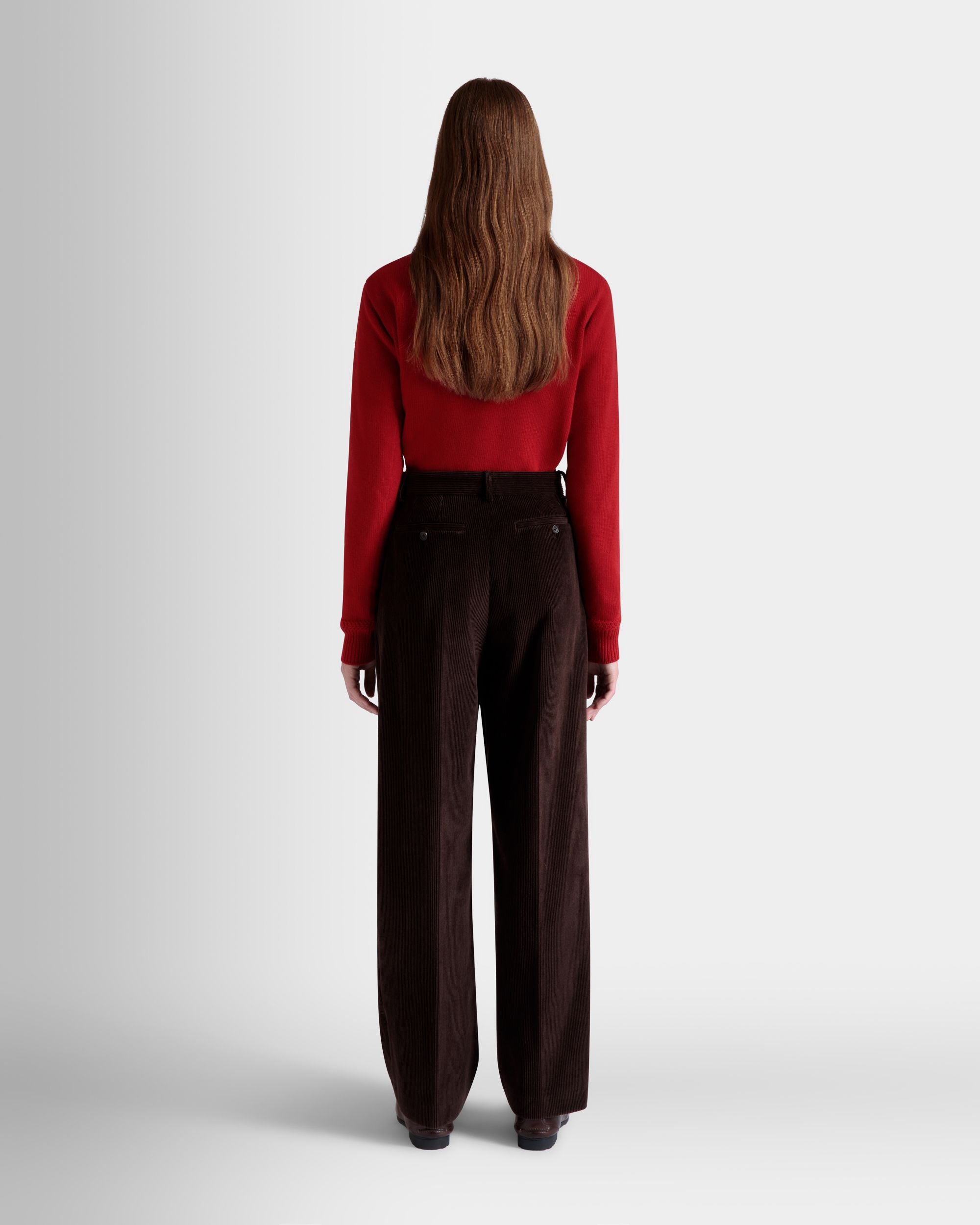 Bally Global - Pantalon À Pinces De La Capsule D’hiver En Velours Côtelé De Coton Ebano - Marron