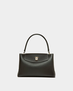Lock Me Top Handle Bag In Black Leather
