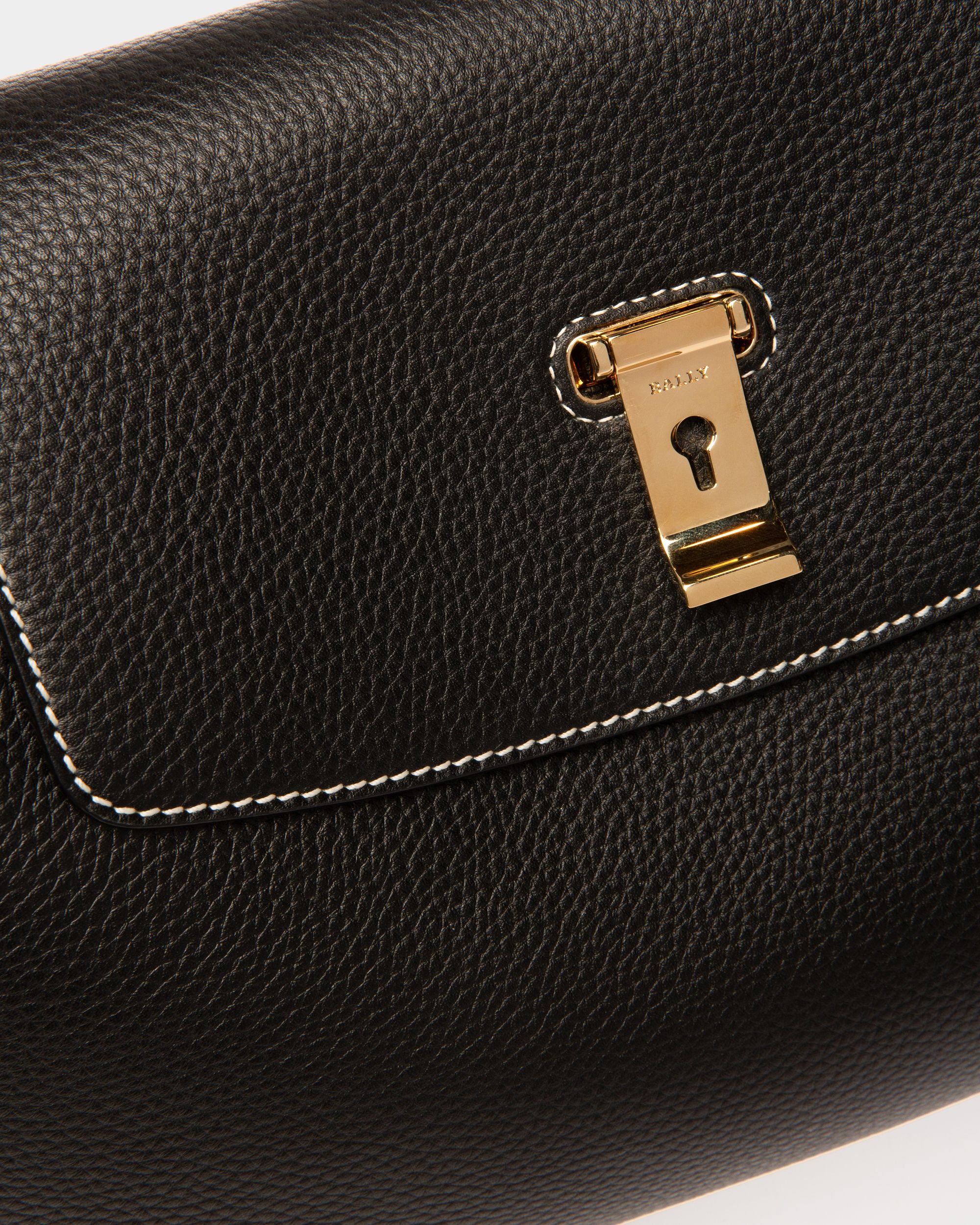Bally Global - Lock Me Top Handle Bag In Black Leather - Black