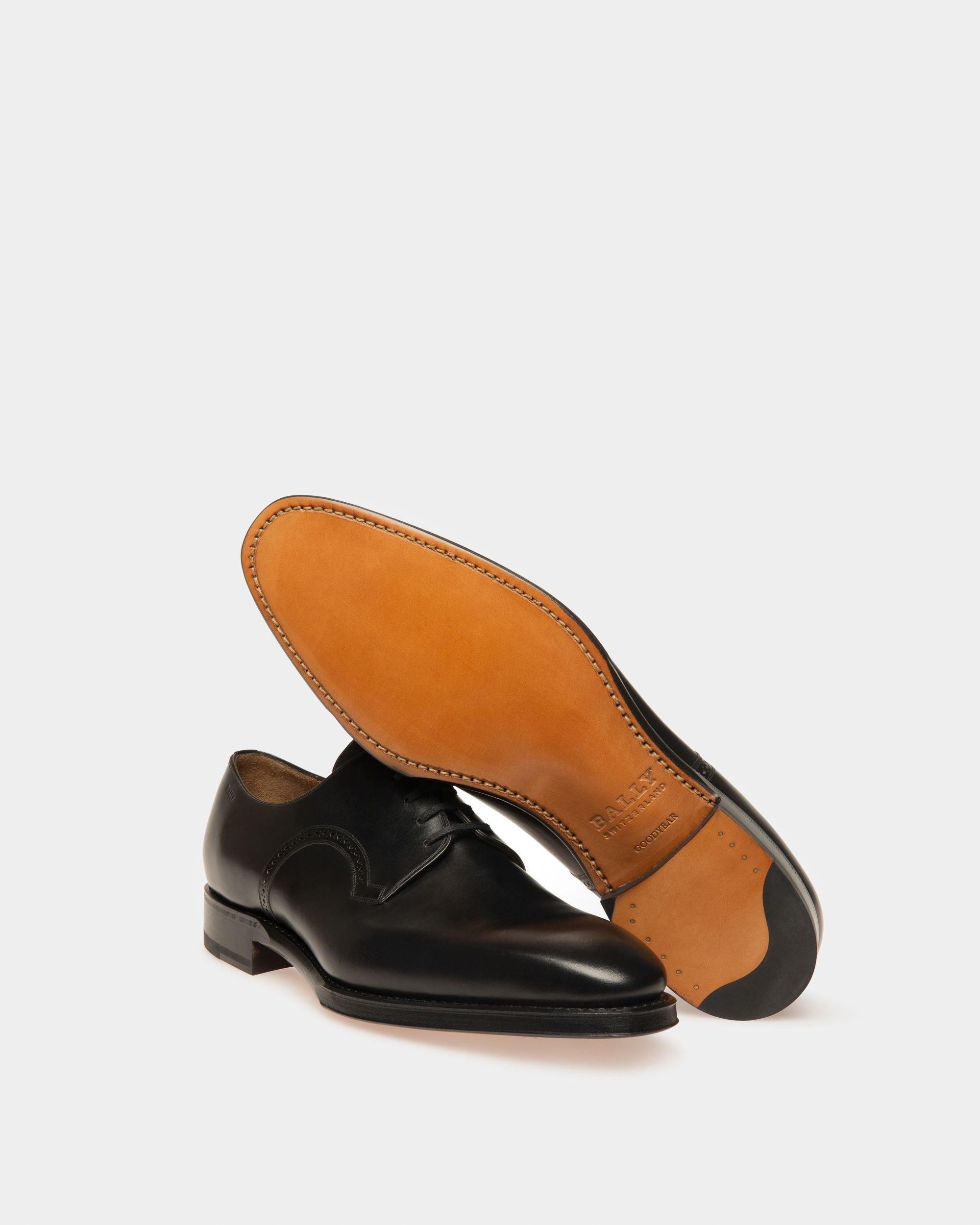 Bally Global - Scamardo Men's Leather Derby Lace-Up Shoe In Black - Black