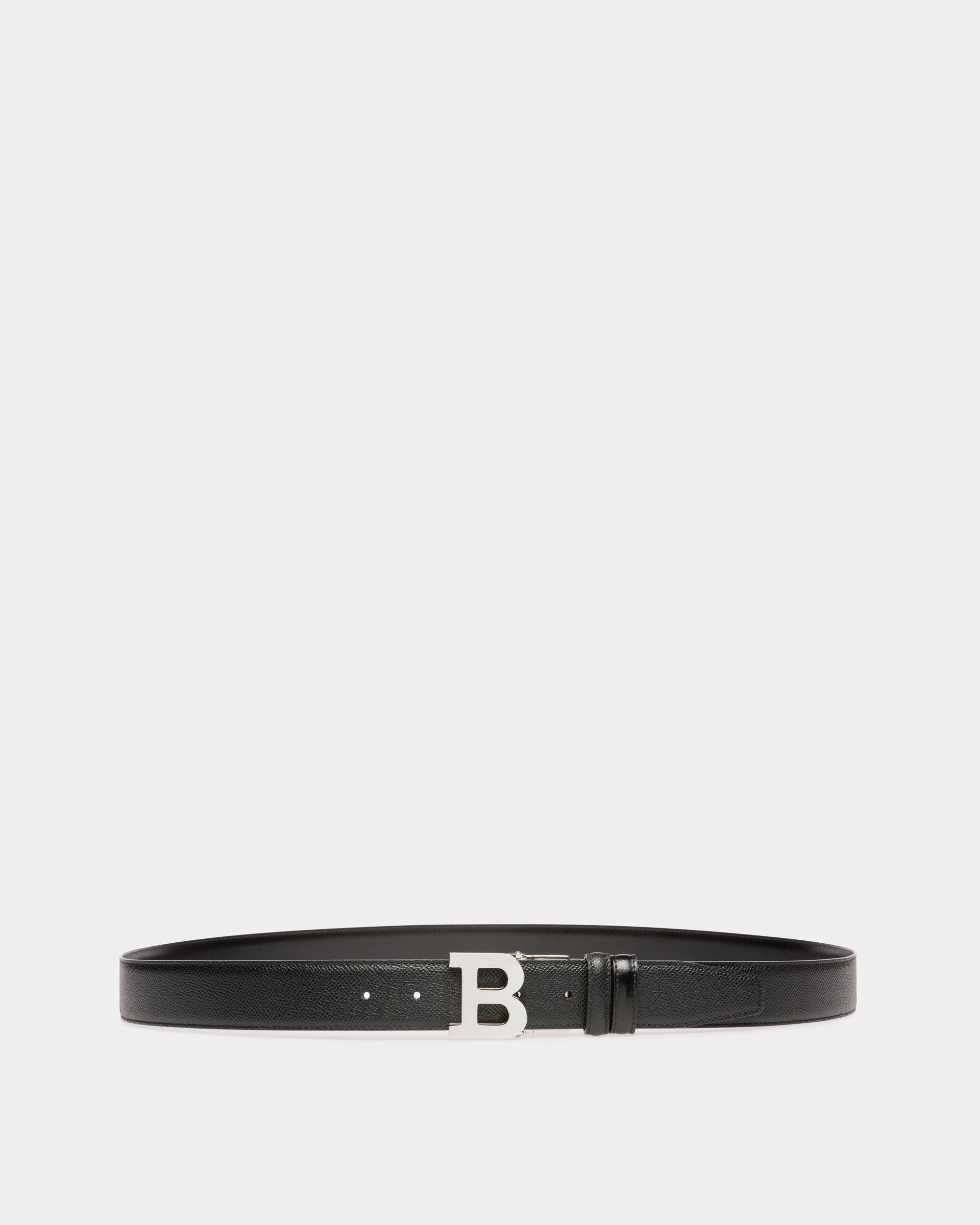 Bally Global - B Buckle Cinturón De 35 Mm En Piel De Color Negro Y Azul Marino - Negro