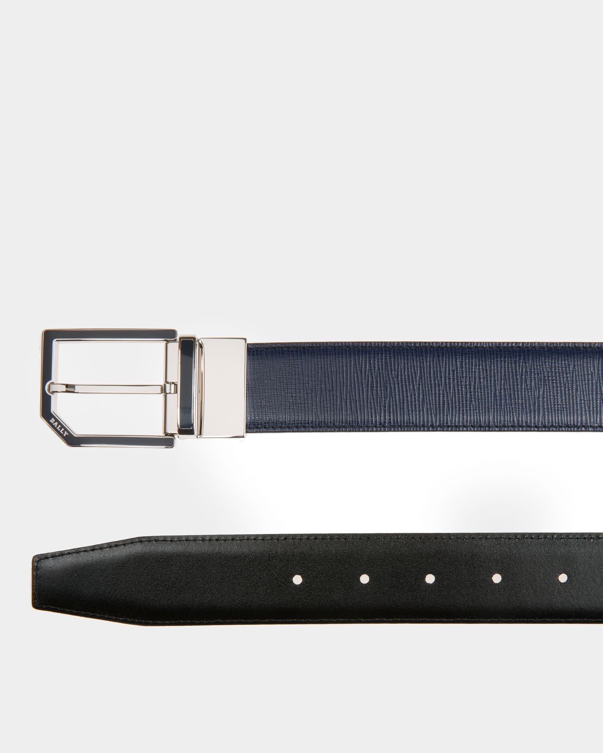 Bally Global - Cinturón Charlton 35 Mm De Piel Navy Y Negro - Azul