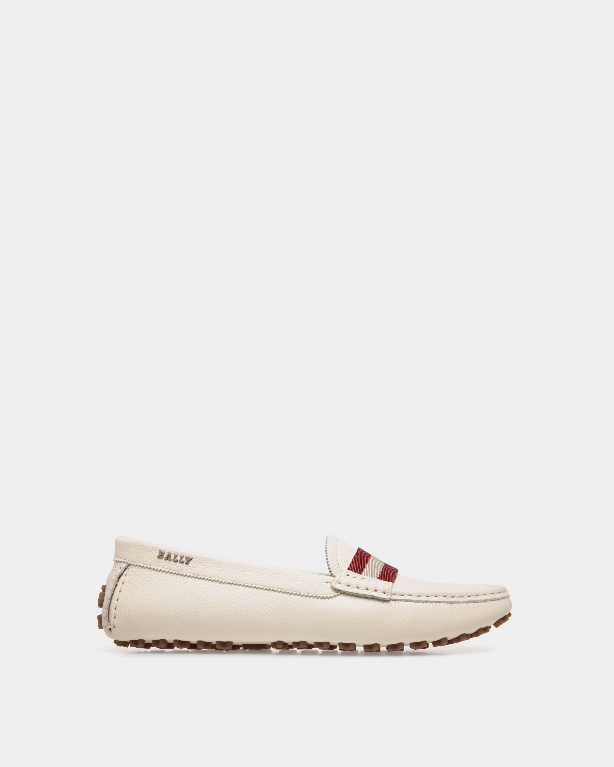 Bally Global - Ladyes Zapatos Driver De Piel Color Hueso - Blanco