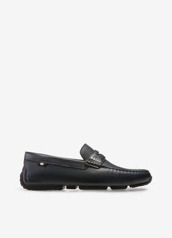 Pilot Driver in Navy Blue Grained Leather