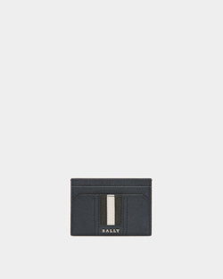 Lettering Business Card Holder In Blue Leather