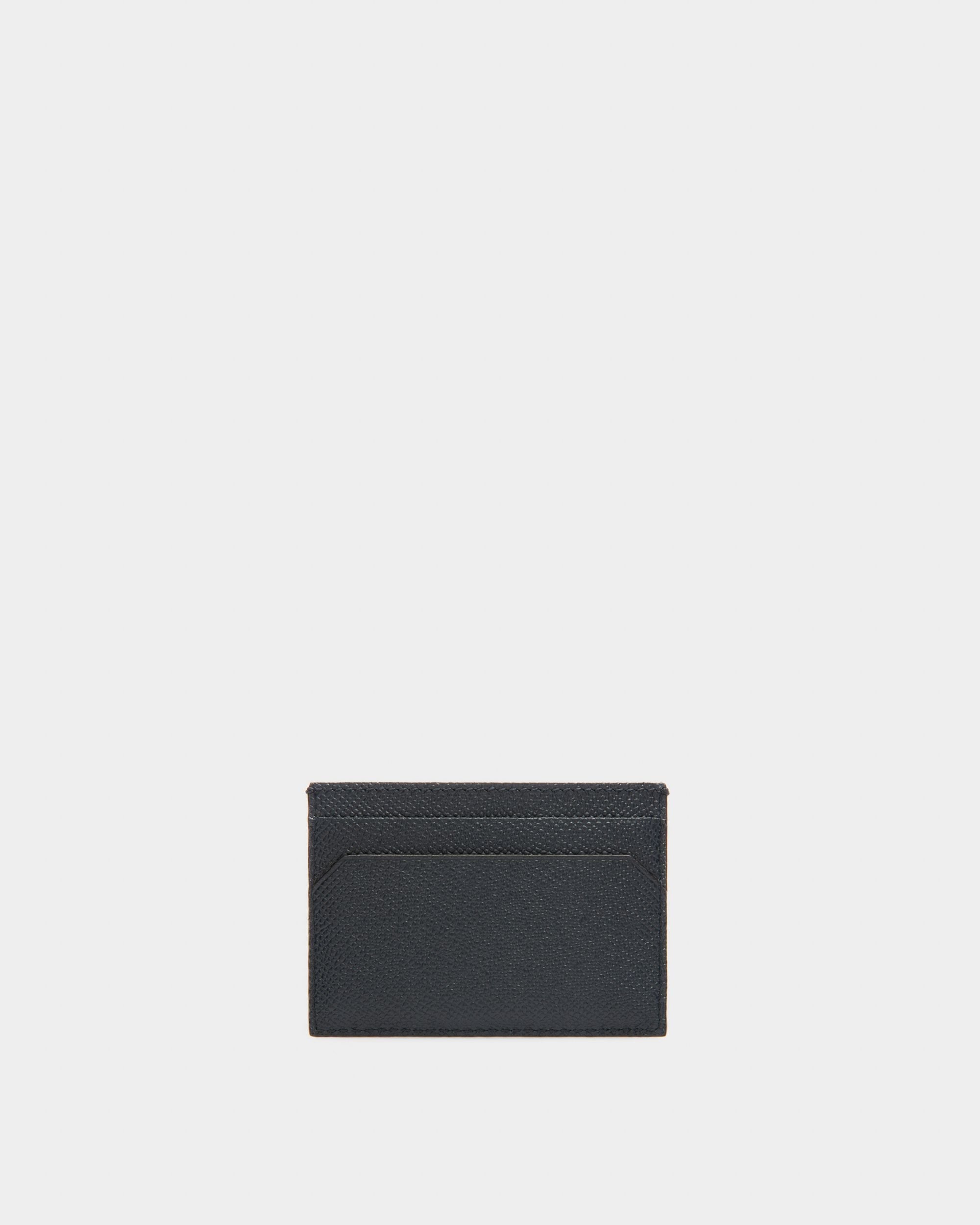 Bally Global - Lettering Business Card Holder In Blue Leather - Blue