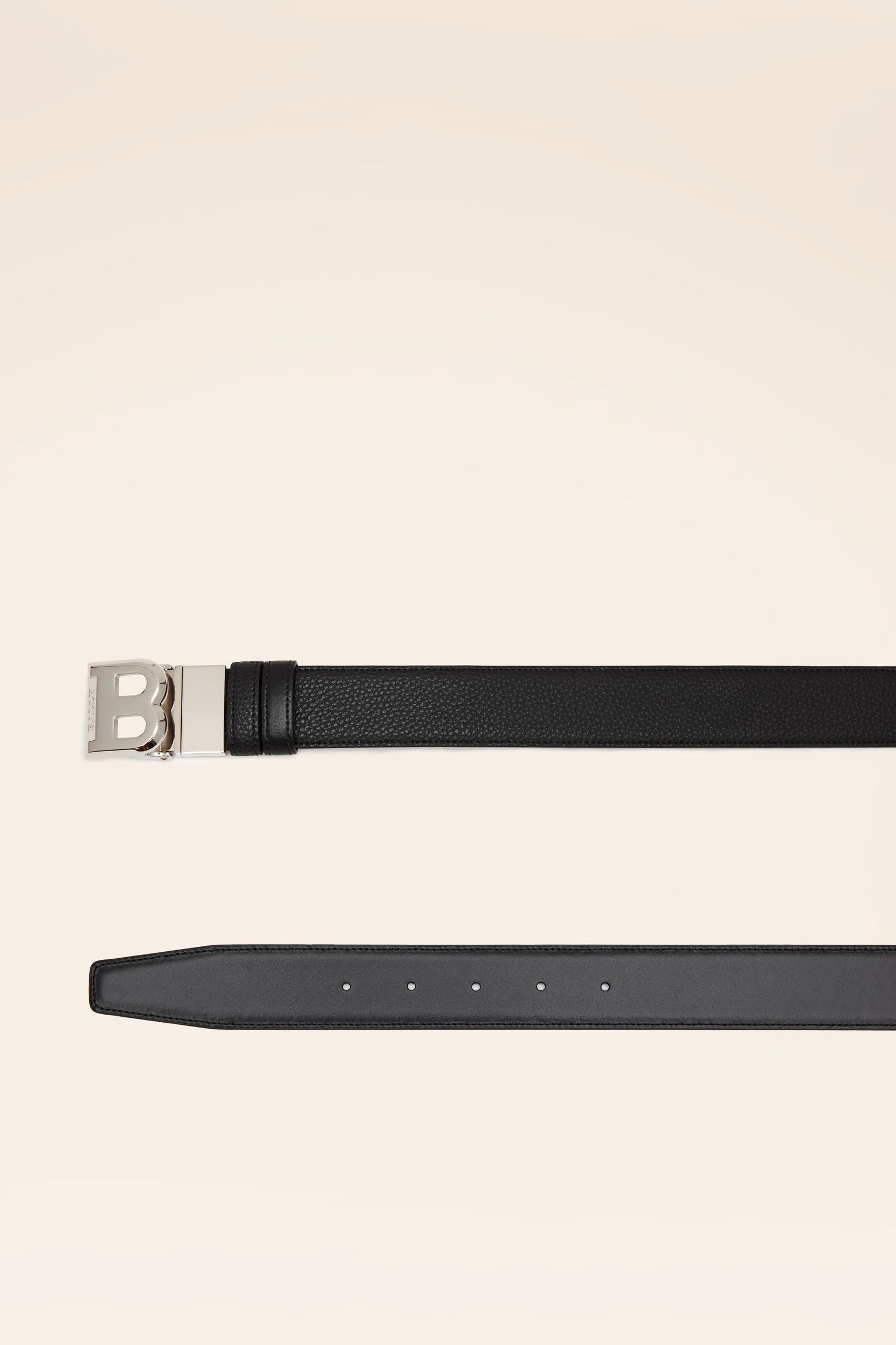 Bally Global - Men's Black Leather Belt - Black