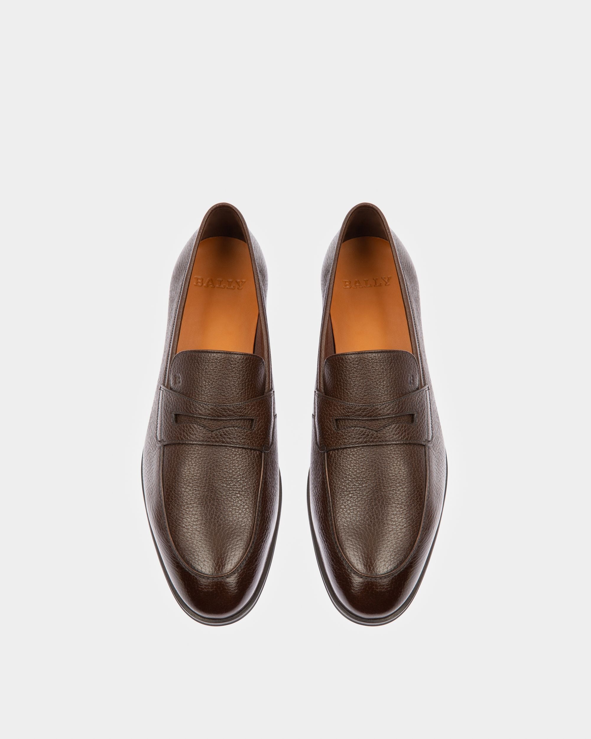 Bally Global - Webb Men's Grained Deer Leather Penny Loafer In Coconut - Marron