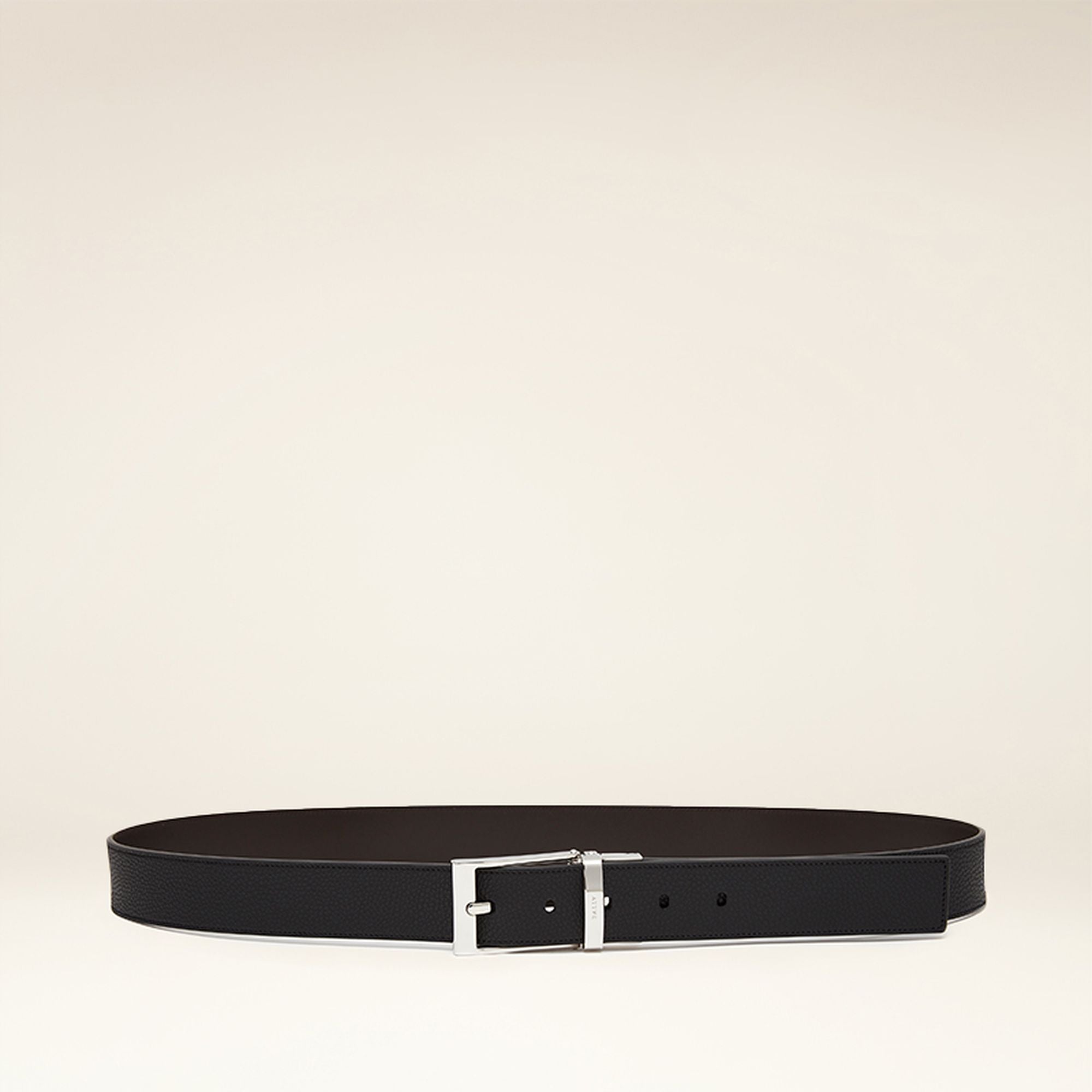 Bally Global - Men's Black Leather Belt - Black